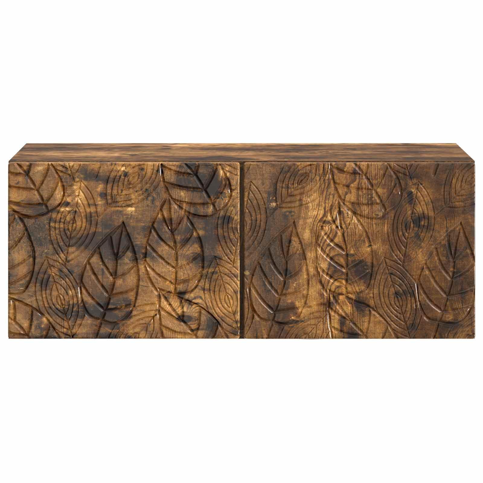 Mobile TV a parete Lowboard sospeso, 59,5 x 41 x 30 cm, mobile TV in legno, mobile multimediale sospeso con 2 ante per soggiorno, rovere affumicato in stile vintage