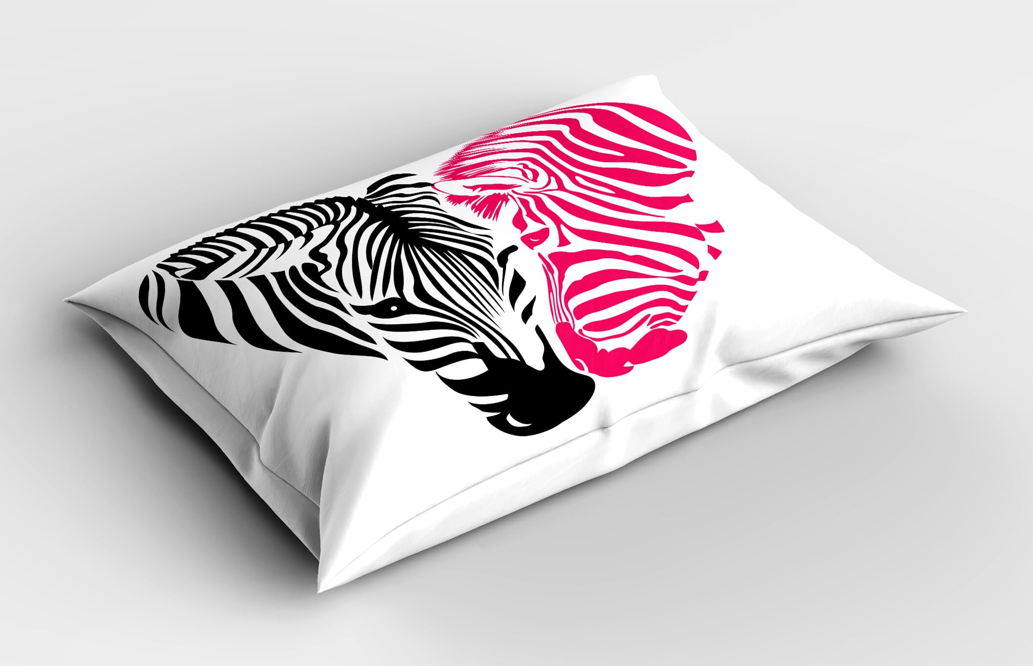 Ambesonne Pink Zebra Pillow Sham Set of 2, Zebra Couple Heads in The Shape of Heart Love Wedding Celebration, Quality Microfiber Bedding Item for All Seasons, 26