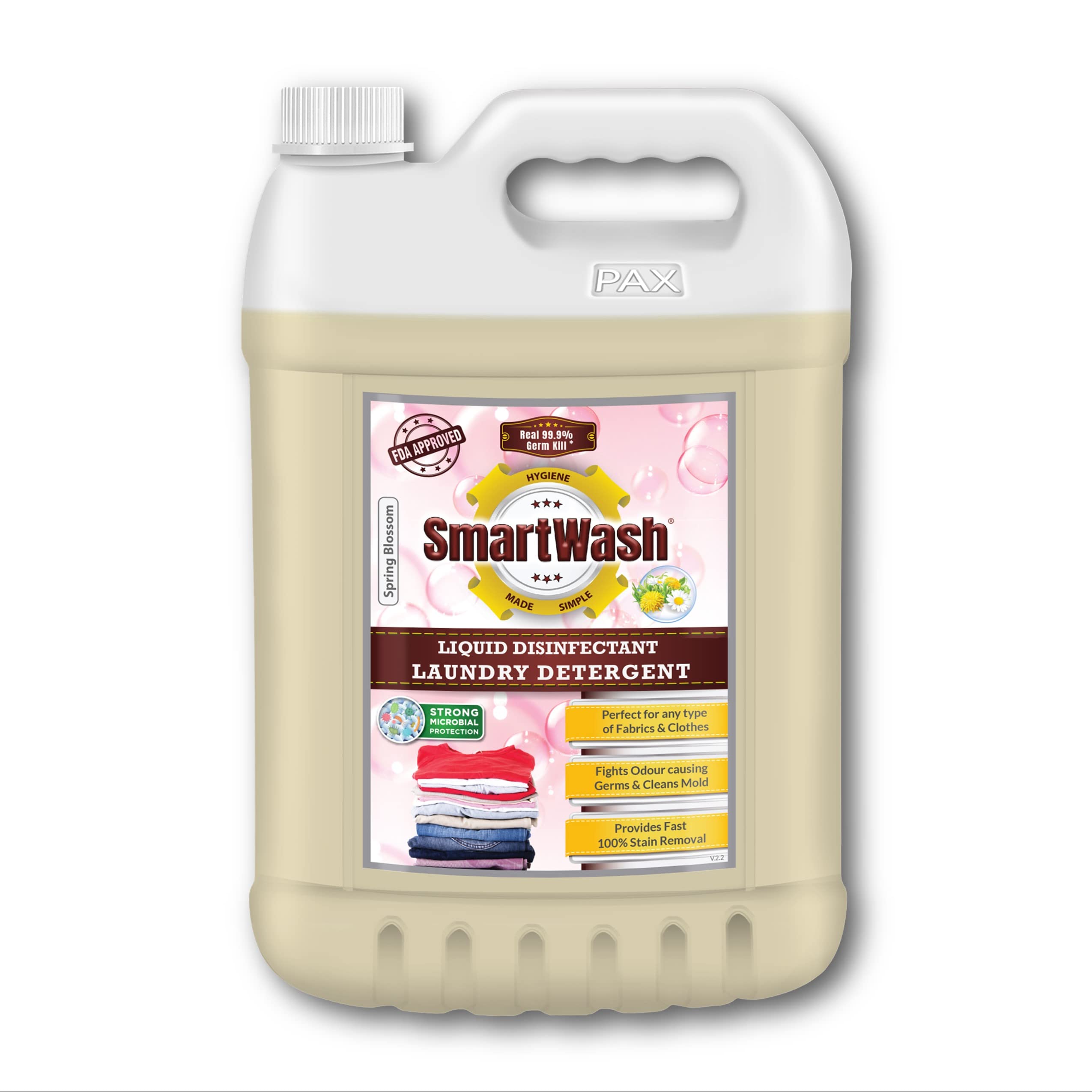 SmartWash Laundry Detergent Fabric Wash with Disinfection Protection (Spring Blossom), 5L