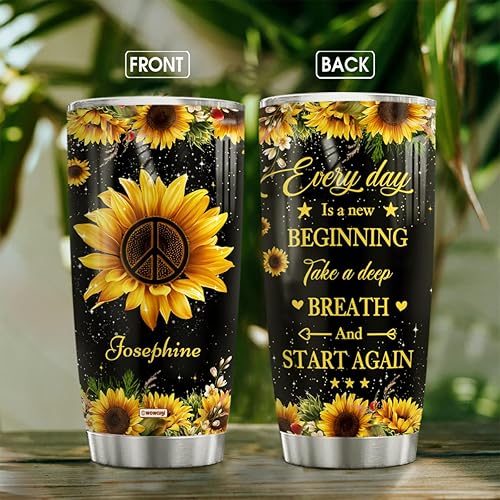 Miniatura 4 de wowcugi Regalos inspiradores para mujeres, vaso personalizado para todos los días, regalos de girasol para niñas, mejores amigas, hermanas, vasos de