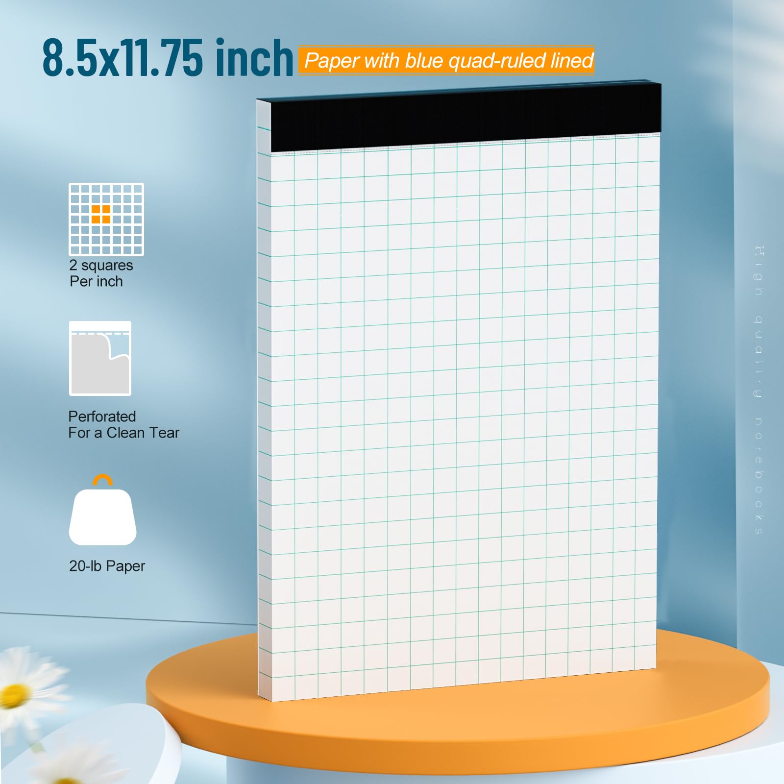 Amazon | AILZFEI 四方眼罫線グラフ用紙パッド、50枚入り8パック
