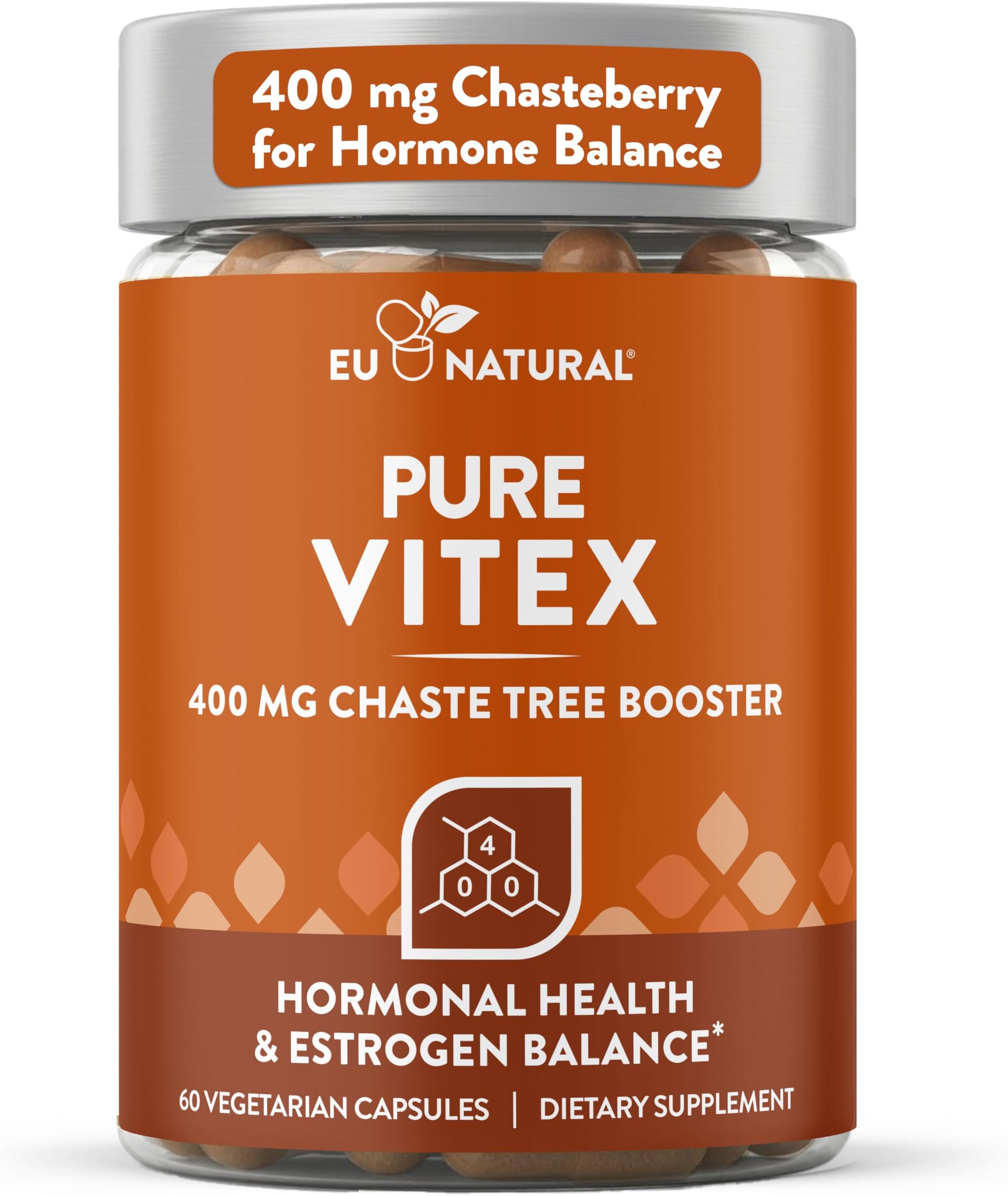 Vitex Pure 400 Mg Chasteberry - Natural PMS Support, Balance Hormones, Regulate Cycle, Promote Skin Health - Full-Spectrum & Standardized - 60 Vegan Soft Capsules