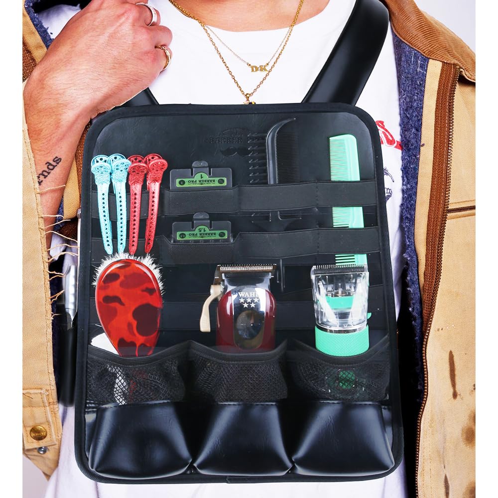 Bolsa para tijeras de peluquería, bolsa de cuero para aparejos de pecho, chaleco, herramientas de corte de pelo y tijeras de peluquería, 13 x 9.7 pulgadas