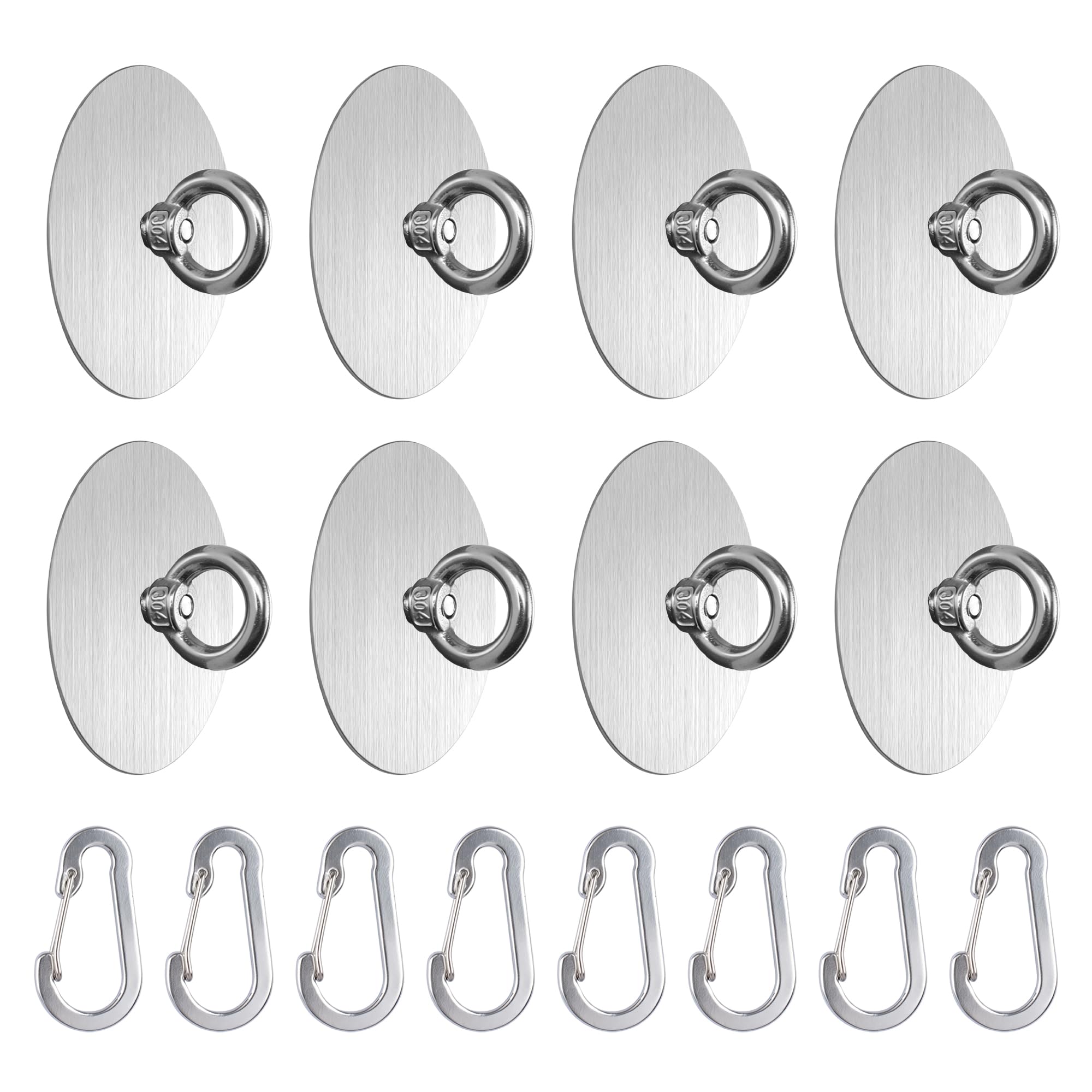 UFURMATE 8 Sets Self Adhesive Ceiling Hook with D-Buckles, Silver