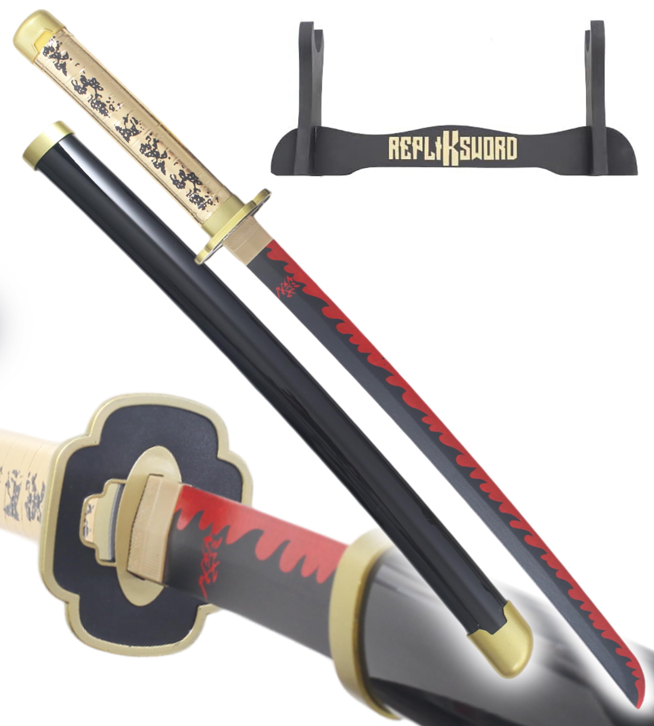 Katana Yorichi Tsugikuni Yoriichi Epee en Bois Decoration Cosplay Sabre - 80cm