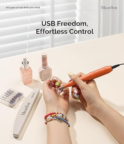 Miniatura 40 de MelodySusie - Kit de torno eléctrico PC120I negro con lima portátil para uñas de gel y acrílico, incluye fresas, bandas de limado, dorado