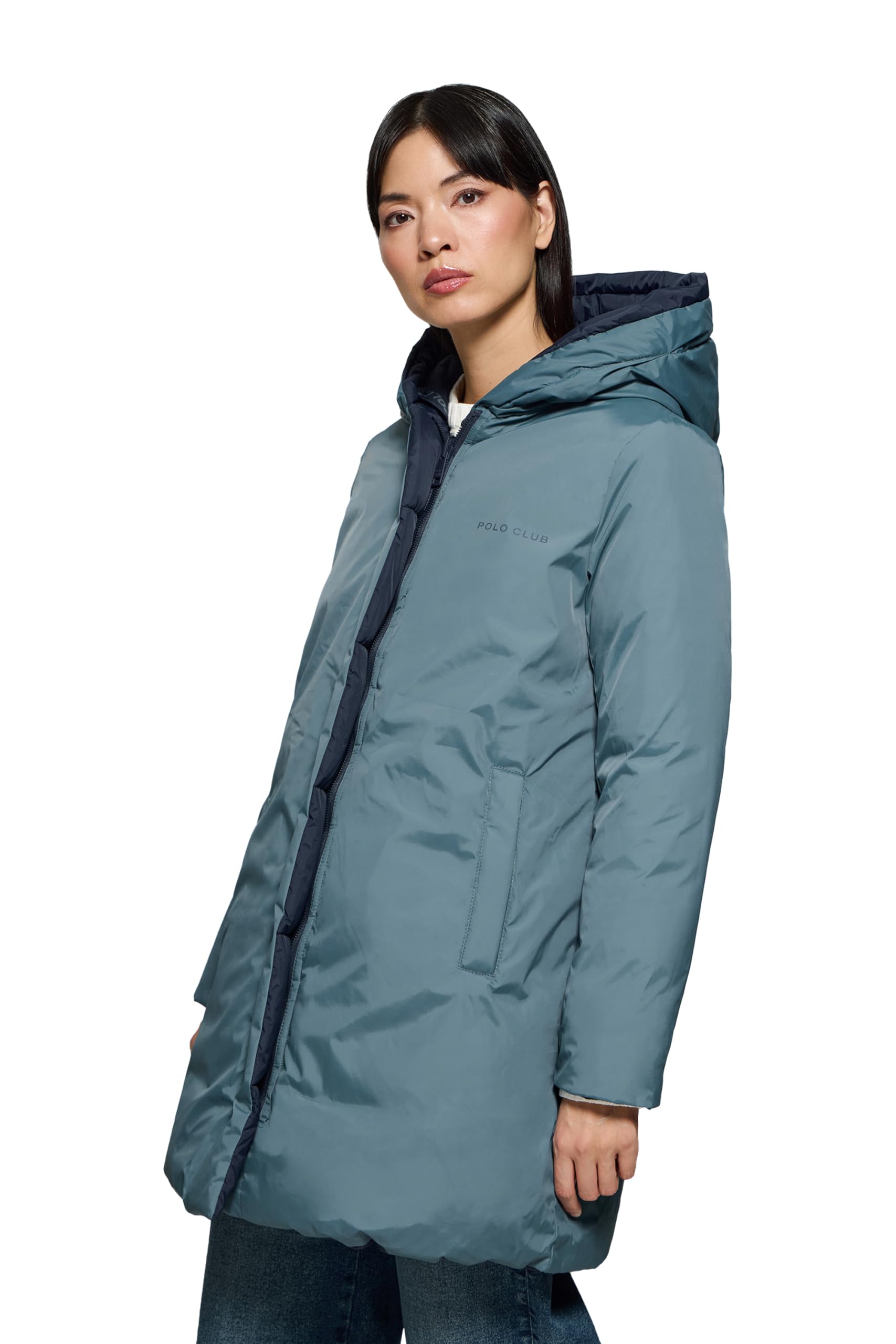 Polo Club Cappotto Reversibile da Donna e con Cappuccio fisso - Giacca Invernale