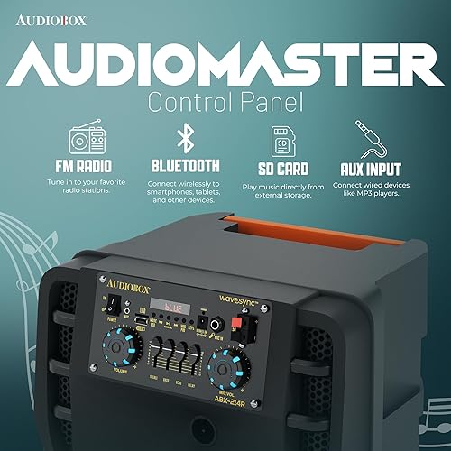 Miniatura 6 de Audiobox ABX-214R Altavoz Bluetooth portátil dual de 12 pulgadas, ligero pero fuerte con BASS, luces de fiesta RGB, micrófono inalámbrico, controles
