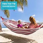 MOSFiATA Hammocks Portable Camping Hammock Upgraded 550lb Thickened Fabric Single Hammocks with Two Anti Roll Balance Beam and Tree Straps for Camping, Patio, Backyard, Outdoor(Red White)