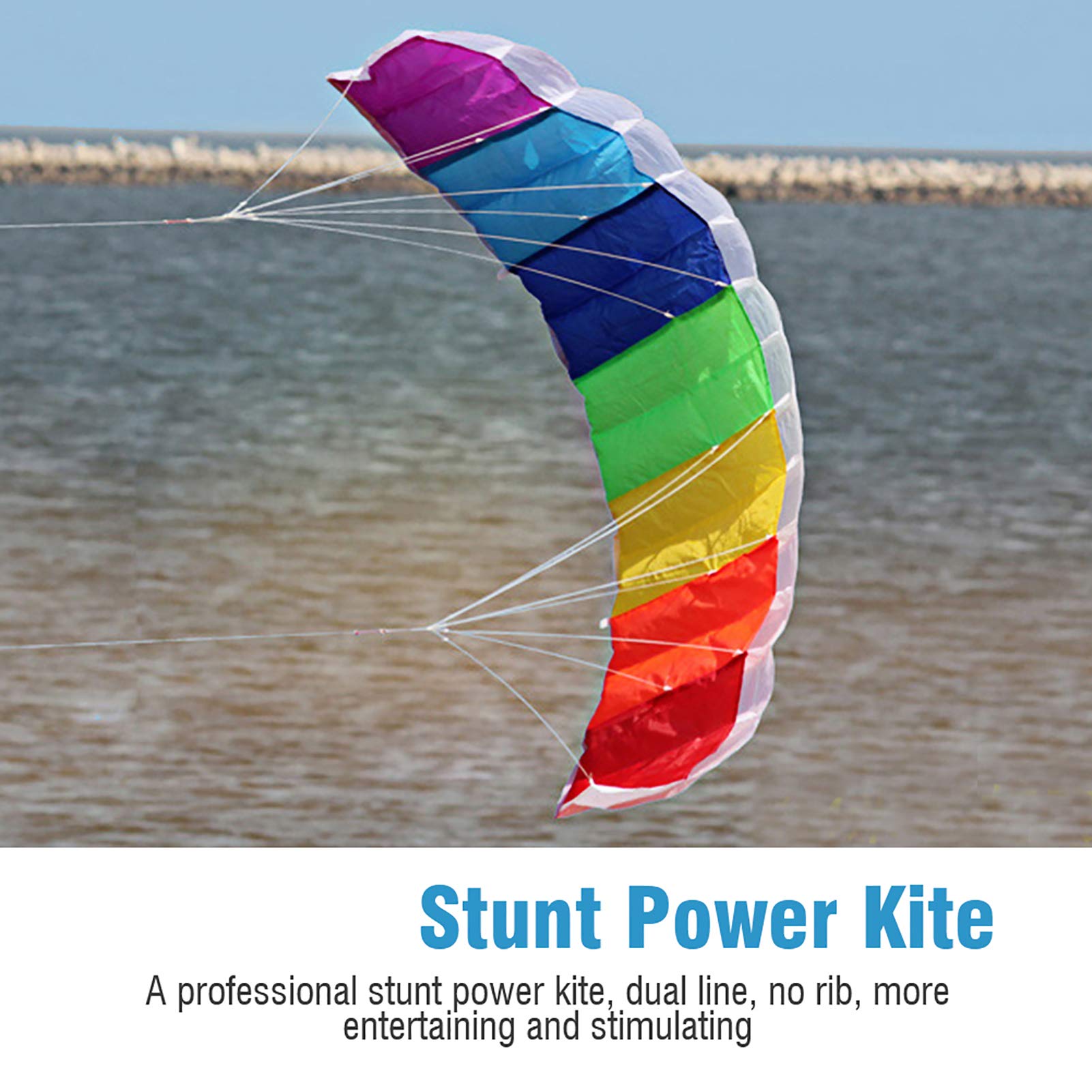 Rainbow Dual Line Profesjonalny Latawiec Kaskaderski, Miękki Latawiec Sportowy z Uchwytami z Podwójnymi Liniami 30m, Odpowiedni do Latania w Otwartych Przestrzeniach Zewnętrznych(1.4 meters)