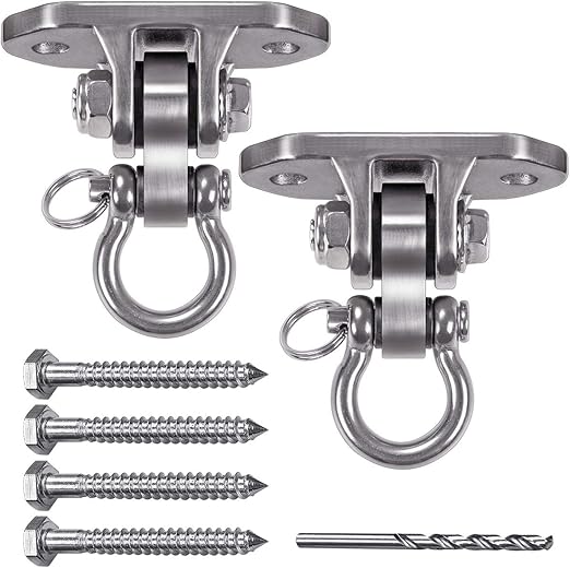 IOH 2 Pcs Heavy Duty Swing Hangers Stainless Steel 304 Antirust, 2000 lb Capacity, 180 Silent Swing, Indoor/Outdoor Hammock Chair & Hanging Kit