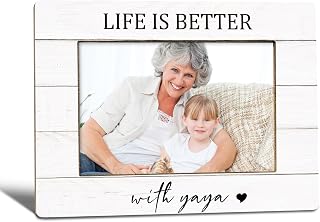 Yaya Gifts Picture Frame, Mother's Day Birthday Gifts for Grandma, Life is Better with Yaya Photo Frame 4x6, Grandmother Wooden Photo Picture Frames for Desk Tabletop Decor