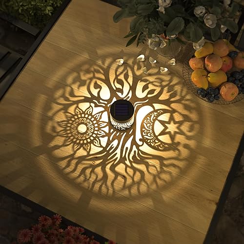 Miniatura 4 de gardencave Paquete de 2 Luces Solares para Vallas de Metal, Luces Alimentadas por Energía Solar para Exteriores, Pared, Terraza y Escalones con Tema