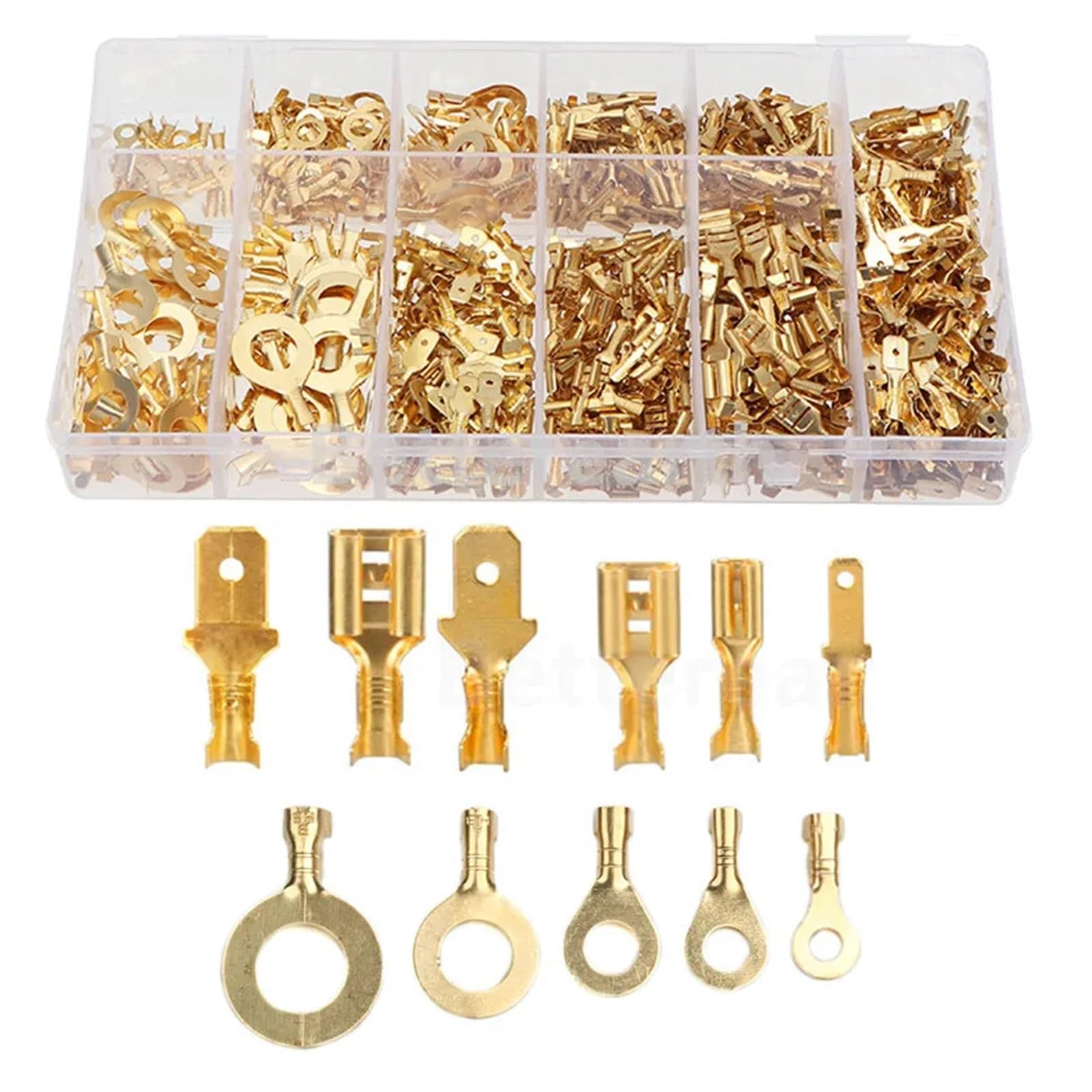BYLSAGWHT 750PCS M3-M10 Ring Lugs Eyes Crimp Terminals 2.8/4.8/6.3mm Spade Crimping Connectors Non-insulated Diy Assortment Kit