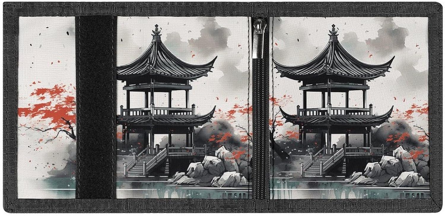 Chinese Ink Painting Trifold Wallets Slim Wallet Novelty Pocket Purse Multiple Card Slots Outdoor Travel Wallet Stylish Durable Wallets For Men Women