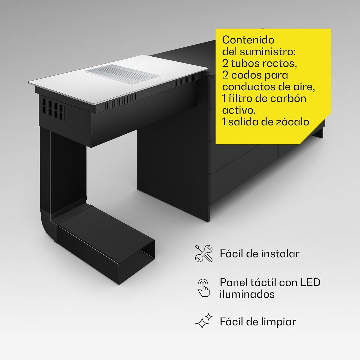 Image showing the Klarstein Velaire Induction Hob with included installation components and features