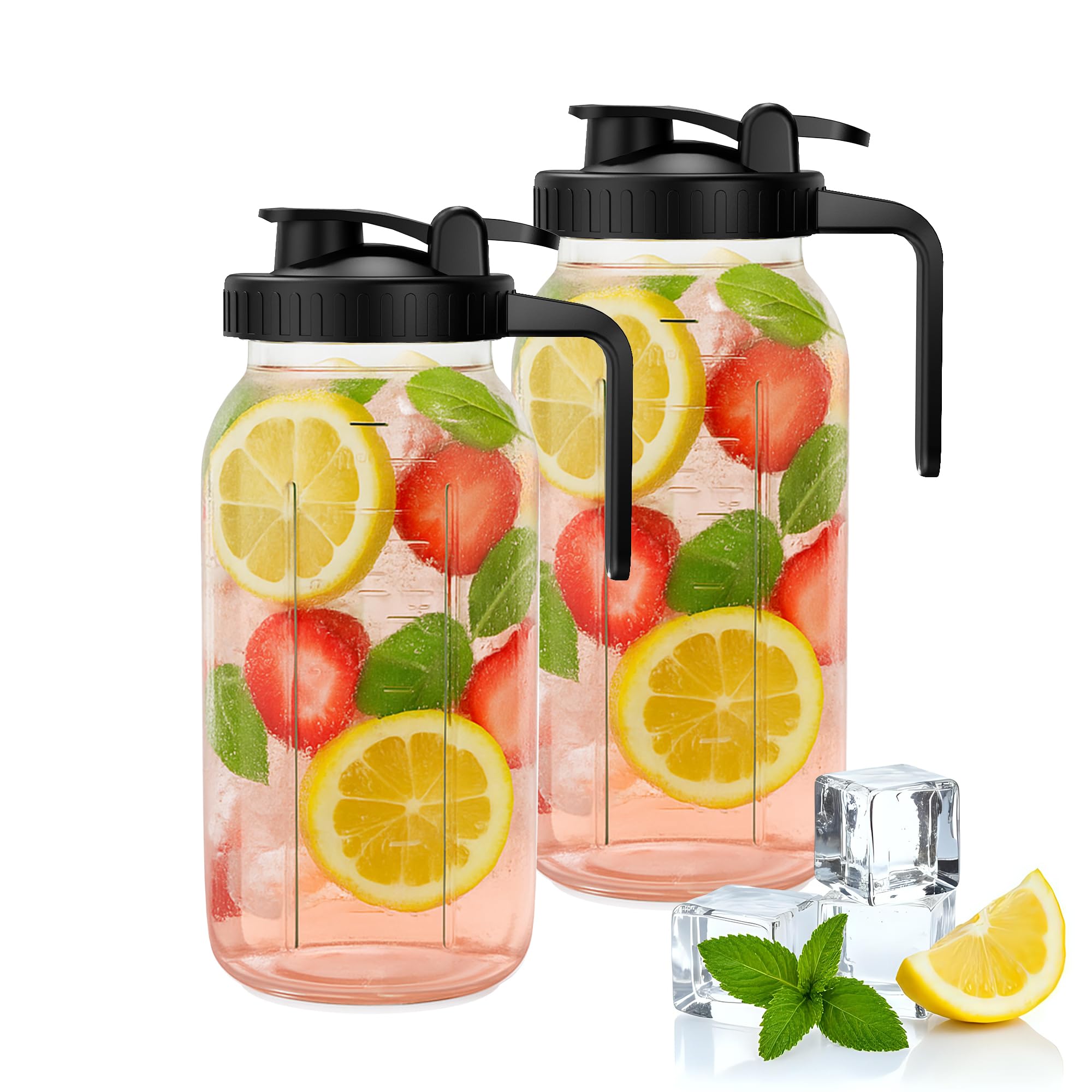 Veri Beond 64oz Mason Jar Pitcher 2-Pack