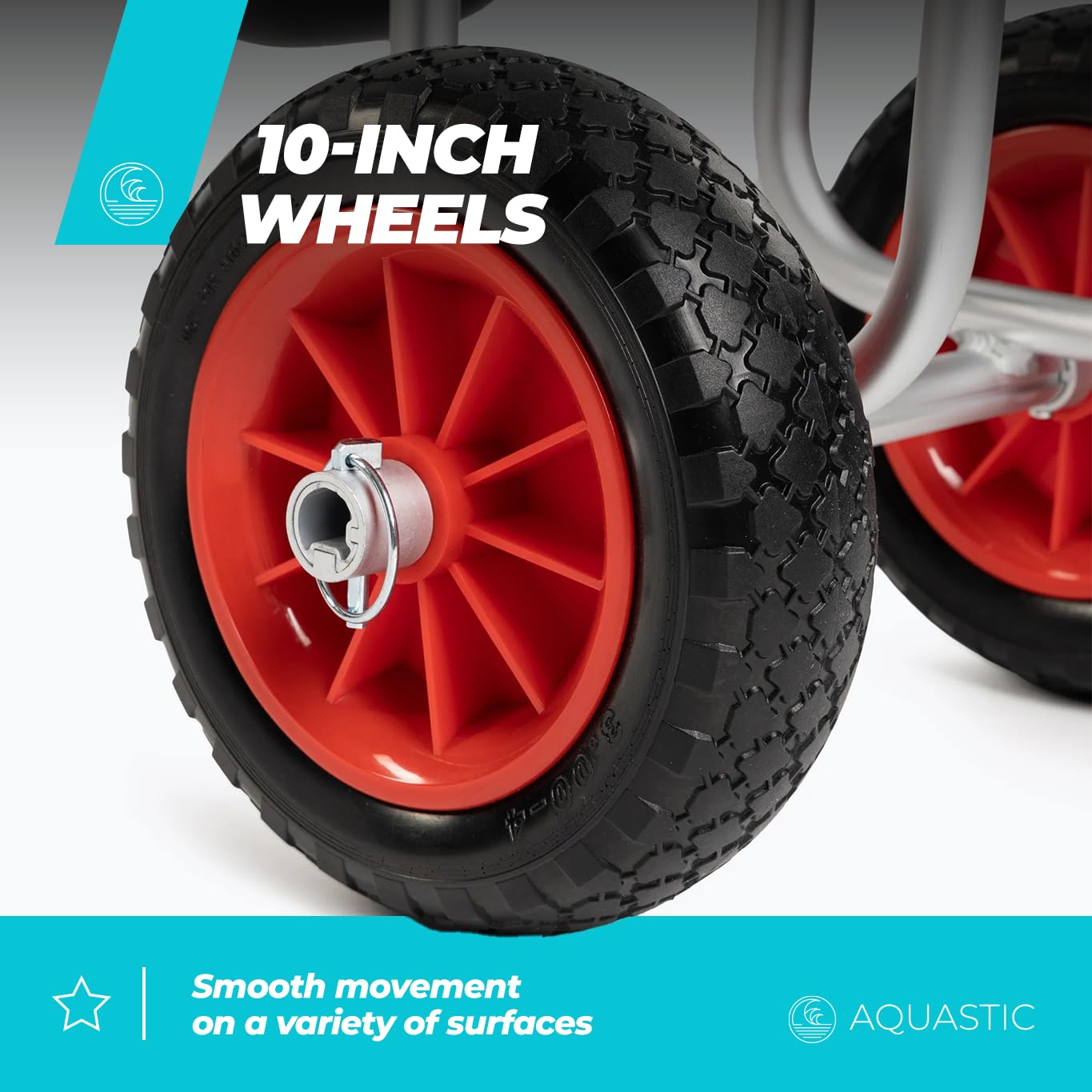 AQUASTIC SUP Board Trolley – leichte Aluminiumkonstruktion, robust 45 kg Traglast, 10″ Transportrollen, inkl. Sicherheitsgurt & Schutzpolster – praktischer Strand‑ & Reisebegleiter