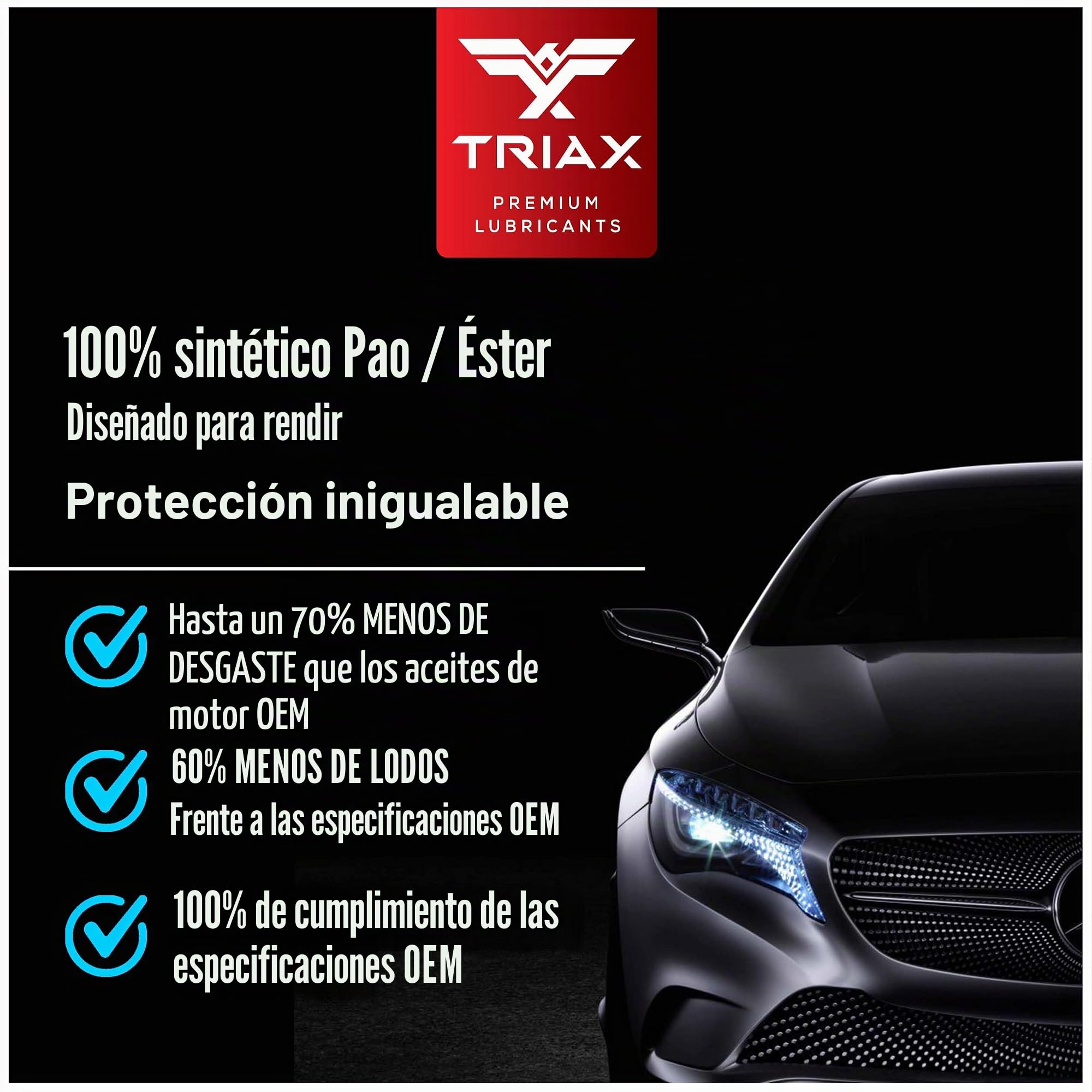 Triax Euro Ultra VX 5W-30 Aceite totalmente sintético, con base de PAO/ésteres, Compatible con VW 507.00/504.00, VW Audi 502.00, 505.01, BMW LL-04, C30, ACEA C3, Mercedes 229.51, 229.5, 229.31