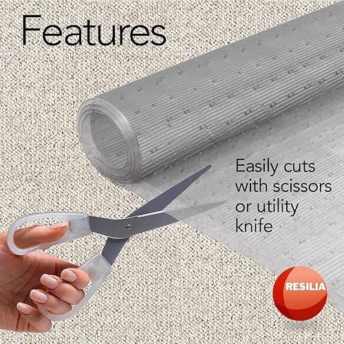 Miniatura 7 de RESILIA Protector de piso de alta resistencia para suelos alfombrados, protección de alfombra de vinilo de plástico antideslizante, transparente,