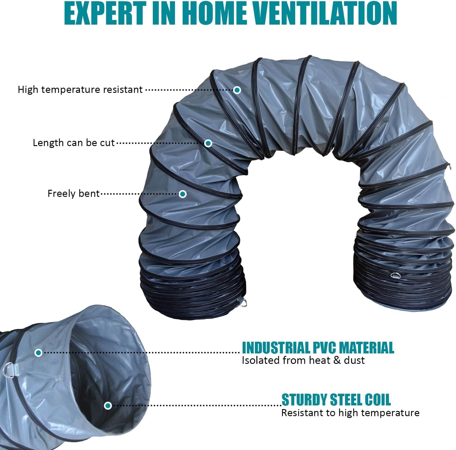 33FT Premium PVC Flexible Duct Hosing for Exhaust Fan ID (24 Inch)