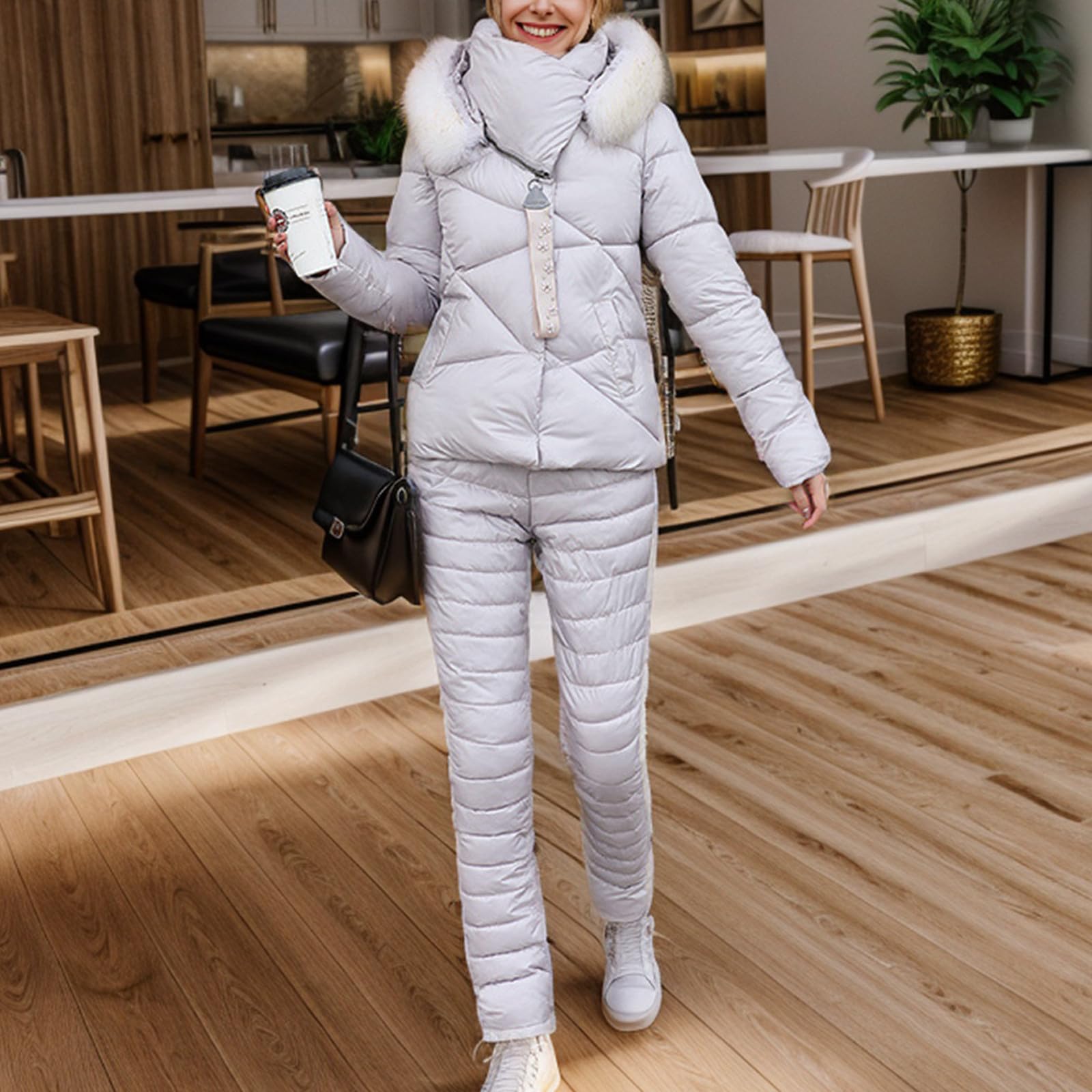 Chaqueta Mujer Abrigo Entretiempo Invierno Cazadora Plumiferos，acolchada térmica para mujer chaqueta corta resistente al abrigo grueso de nieve diseño moderno ideal actividades exteriores otoño e inv