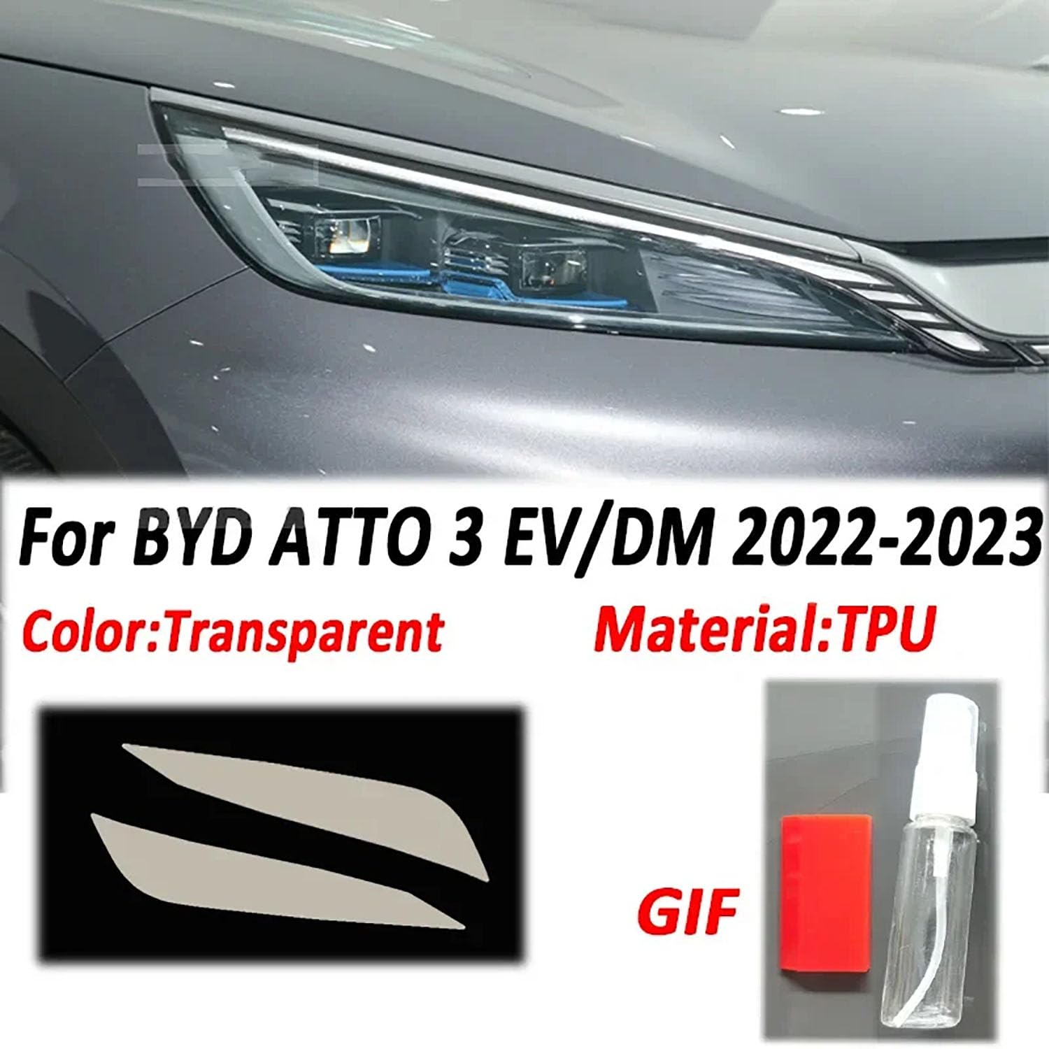 Für BYD ATTO 3 EV Electric 2022 2023 DMI Auto Scheinwerfer Schutz Folie TPU Scheinwerfer Film Anti Scratch Auto-Styling Aufkleber,transparent