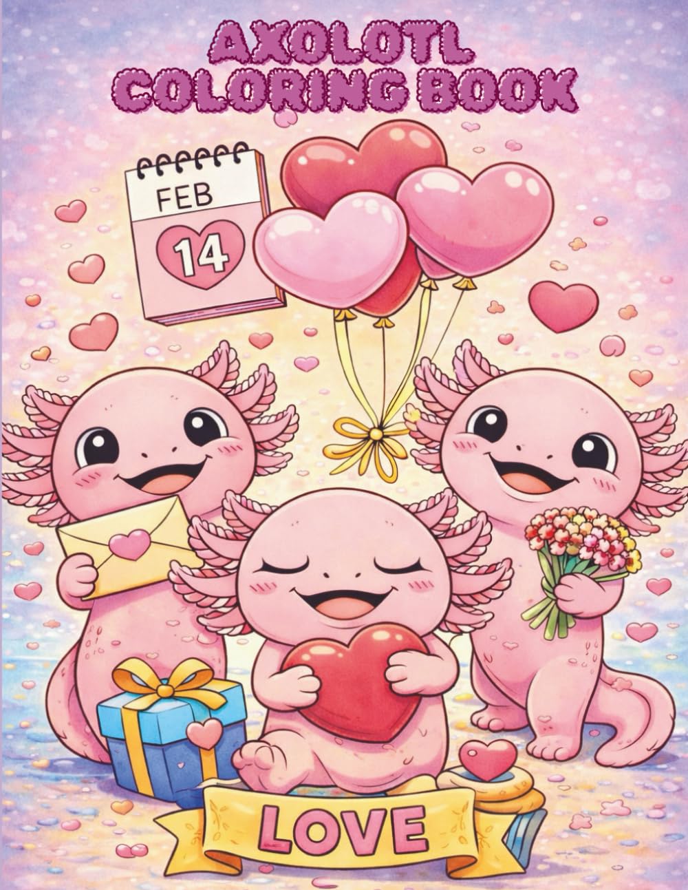 Axolotl Valentine’s Day Coloring Book For Kids: “A Cute Valentine Coloring Book for Kids Ages 4–8”