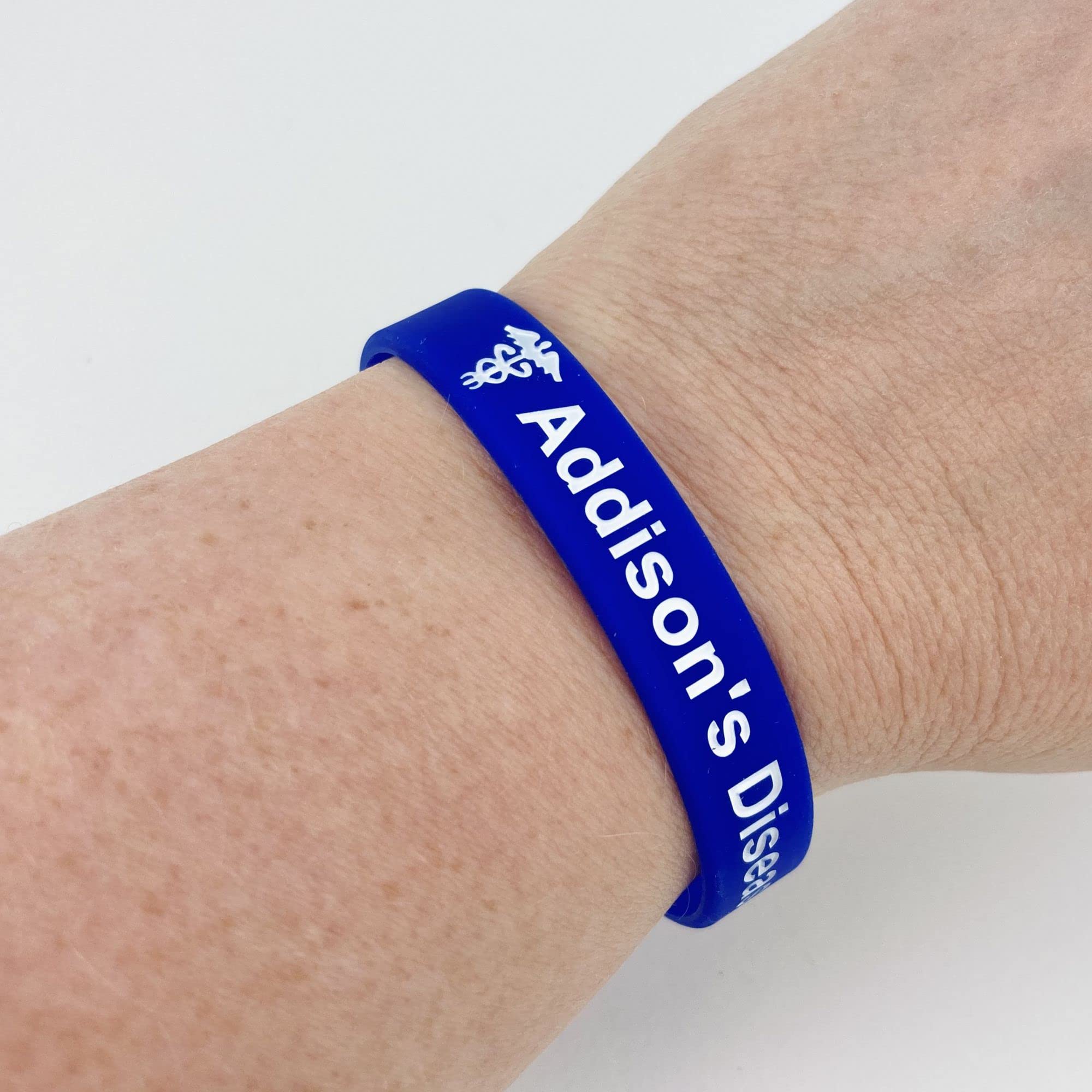 Addison's Disease - Enfermedad de Addison, Juego de 3 Pulseras de silicona Negro Blanco Azul para alerta médica emergencia identificación médica para hombres y mujeres