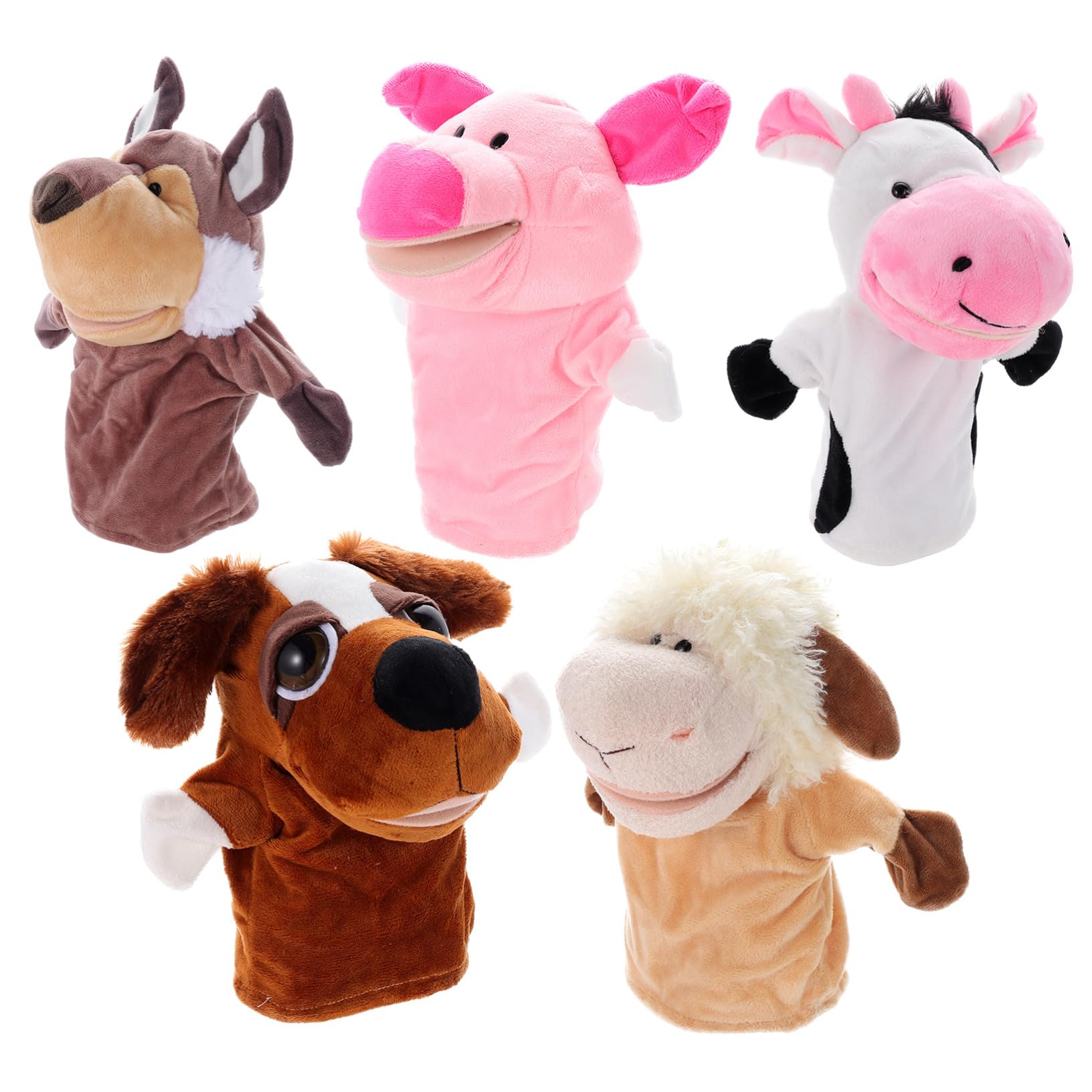 5 Marionetas de Mano de Animales de Peluche Corto Algodón PP, Juguetes Interactivos para Niños y Madres en Presentaciones y Juegos de rol
