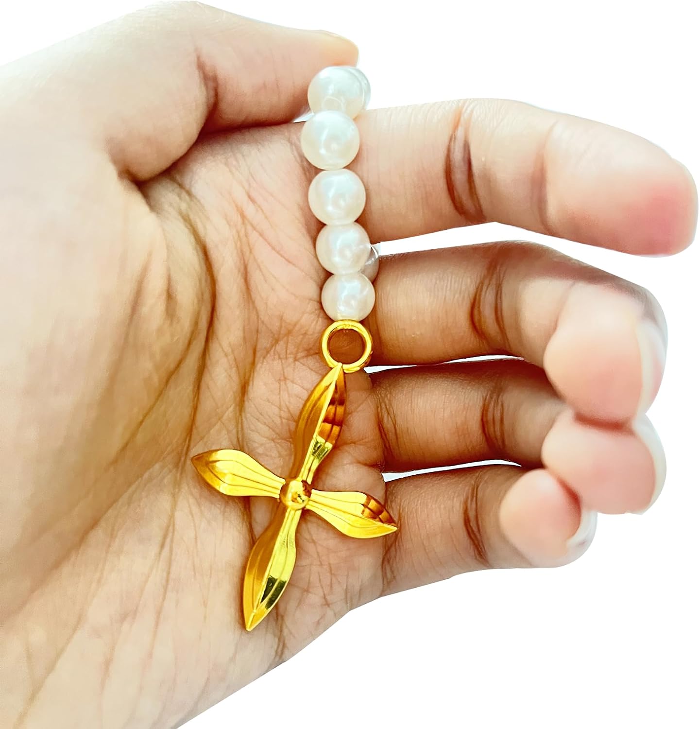 24PCS Mini Rosary Favors Baptism, Finger Rosary Ring, Gold Handheld Prayer Portable Cross with Pocket Pearl Embellished Crosses