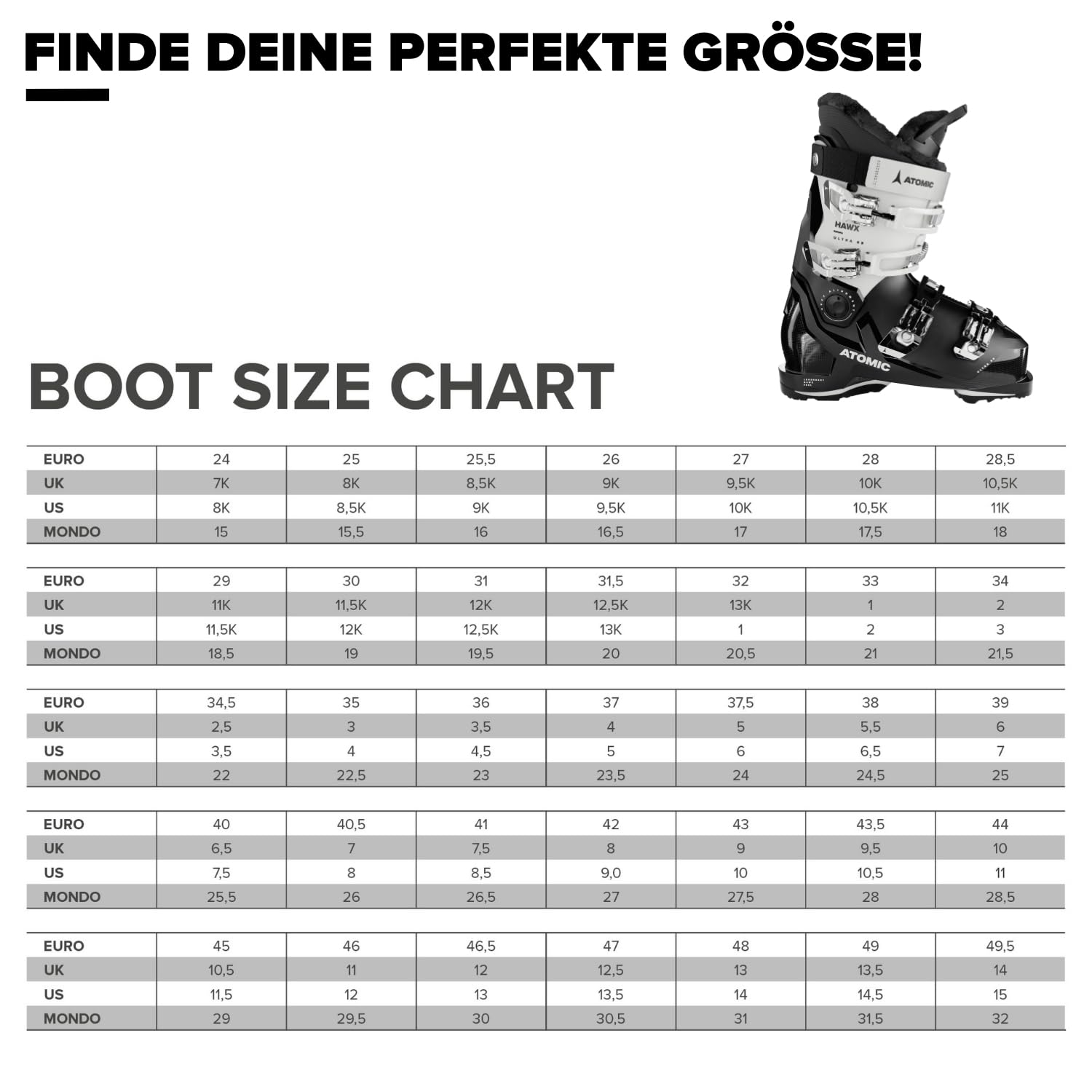Atomic HAWX Ultra 85 W GW Skischuhe - Damen-Skischuh in Schwarz/Weiß - Boots mit 3D Knöchel & Ferse für anatomische Passform - Schmale Skistiefel mit 98 mm Passform