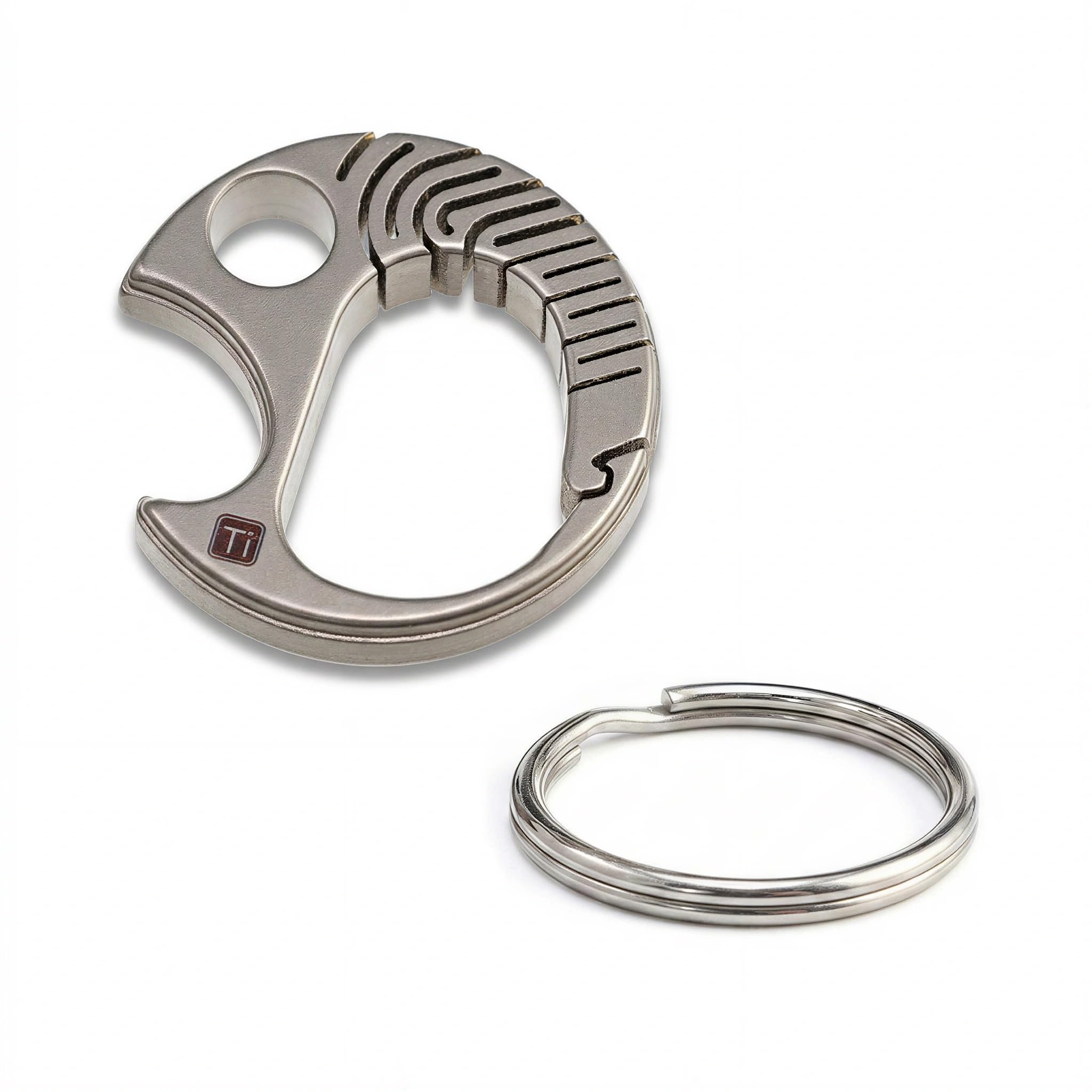 TIKIDESIGN Mini EDC Titan Karabiner Schlüsselanhänger, Schnellverschluss Mini Titan Karabiner-Schlüsselring, Mikro Karabiner Schlüsselhalter für Herren -Sandgestrahlt