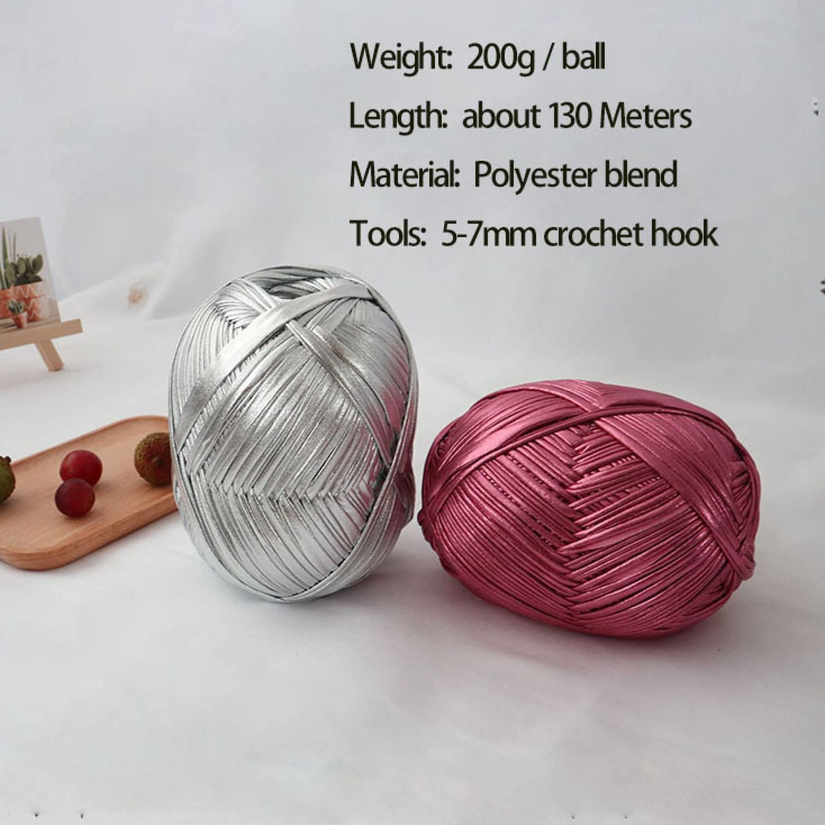 200g T-shirt metallizzata Filato Uncinetto for maglieria Ricamo Tessitura Fantasia Panno spesso Lana Shinny Borsa Borsa Fai da te(Red 200g per ball)