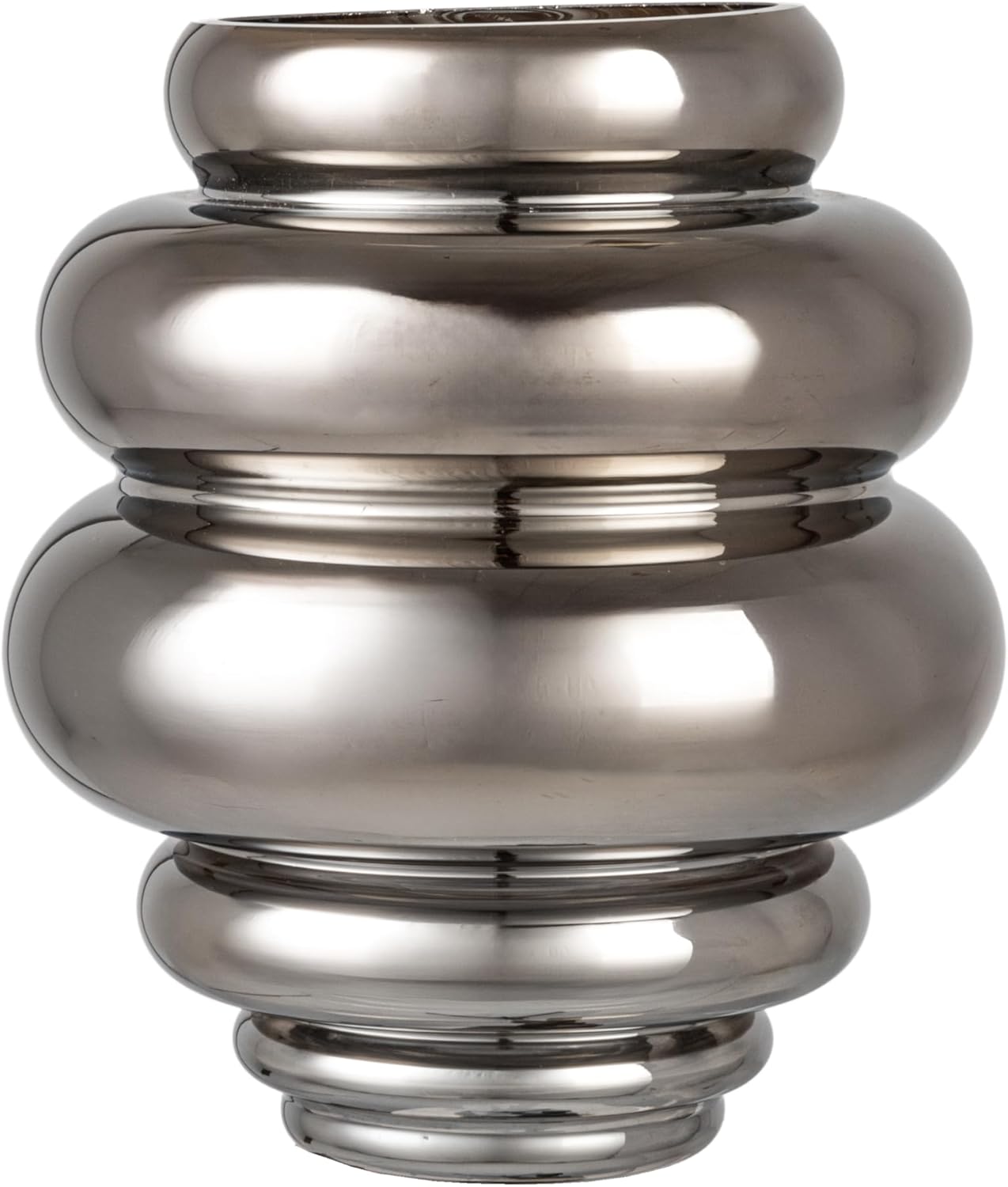 Bloomingville Ribbed Glass Vase, Chrome Finish, Brown