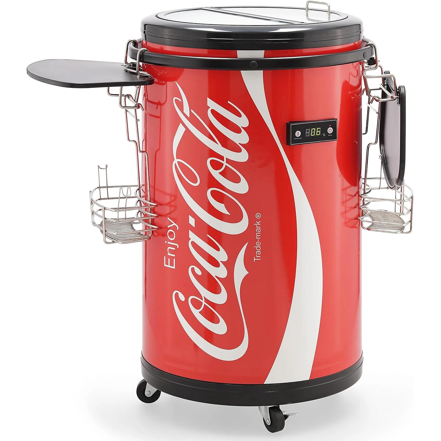 Salco Coca-Cola SPC-88CC - Raffreddatore per bevande per feste, capacità 50 l, impostazioni di temperatura regolabili (da 0 °C a 16 °C), frigorifero per lattine e bottiglie, frigorifero per birra e