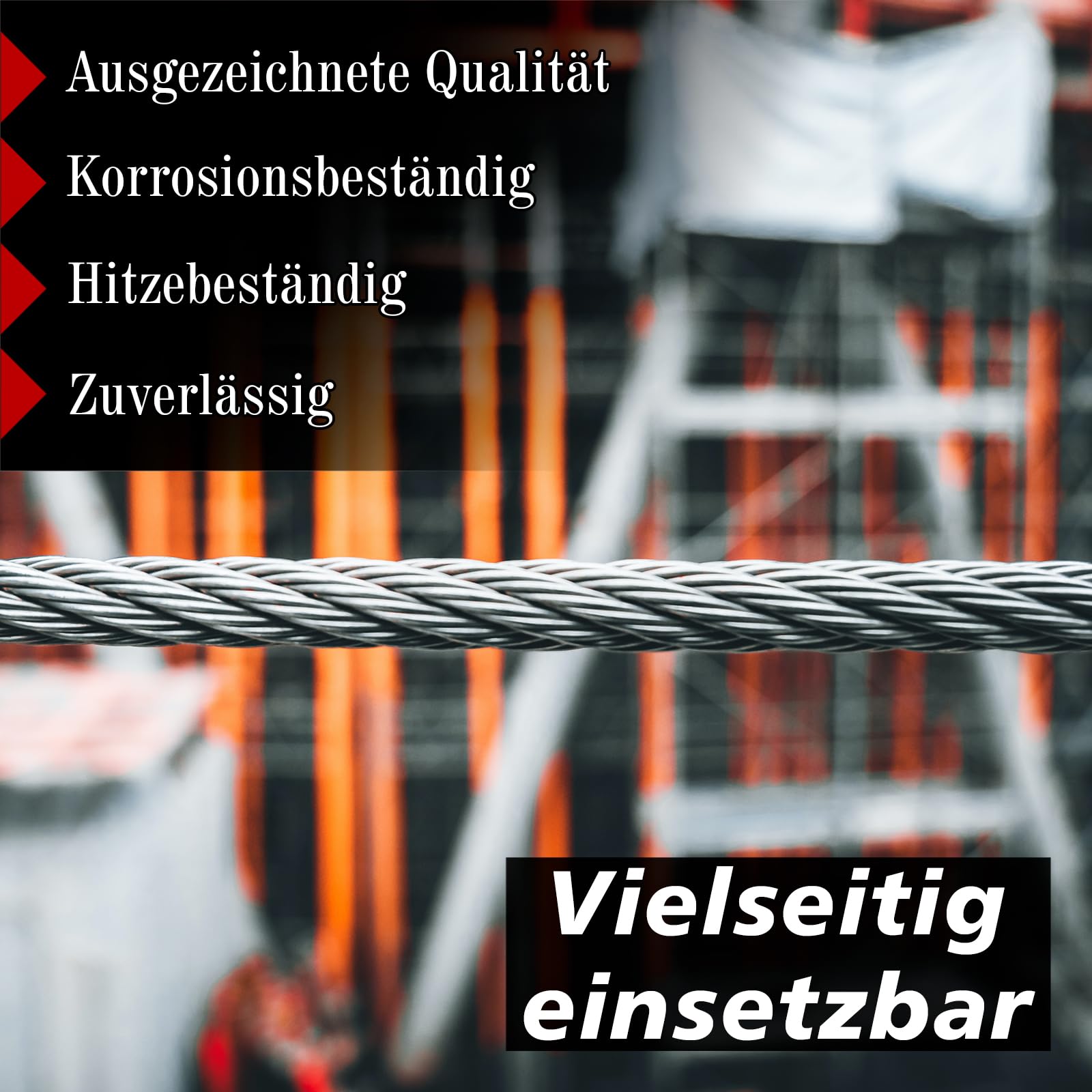PRIOstahl Drahtseil Edelstahlseil Stahlseil Spannseil Draht Geländerseil Edelstahldraht 7x7 Reling - 50 Meter Seil Ø 5 mm zum Sichern Heben Aufhängen Dehnbar Flexibel Rostfrei aus Edelstahl V4A