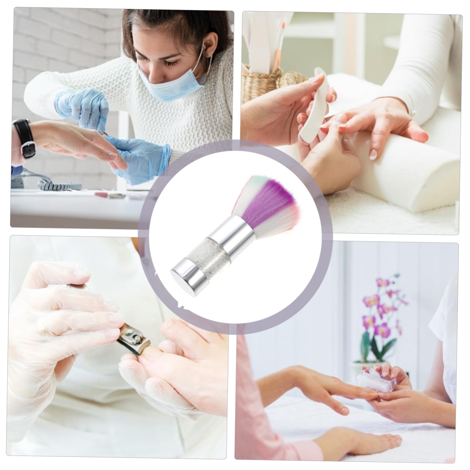FRCOLOR 3 Pezzi Spazzola Per Spolverare Le Unghie Spazzola Per Spolverare Le Unghie Per Smalto in Gel Spazzola Per La Pulizia Della Manicure Manico Comodo