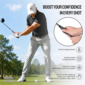 Golf Grip Trainer Right Hand, Golf Club Grip Trainer with Ergonomic Design, Correct Grip Posture, Improve Accuracy & Control, Golf Training Grip Aid for Range, Home & Pre-Round Warm-Up