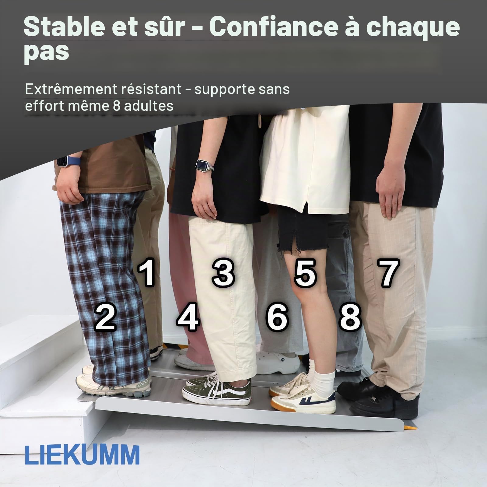 LIEKUMM Rampe de fauteuil roulant, 91 x 77 cm, 450 kg, pliable, aluminium, pour escaliers et trottoirs