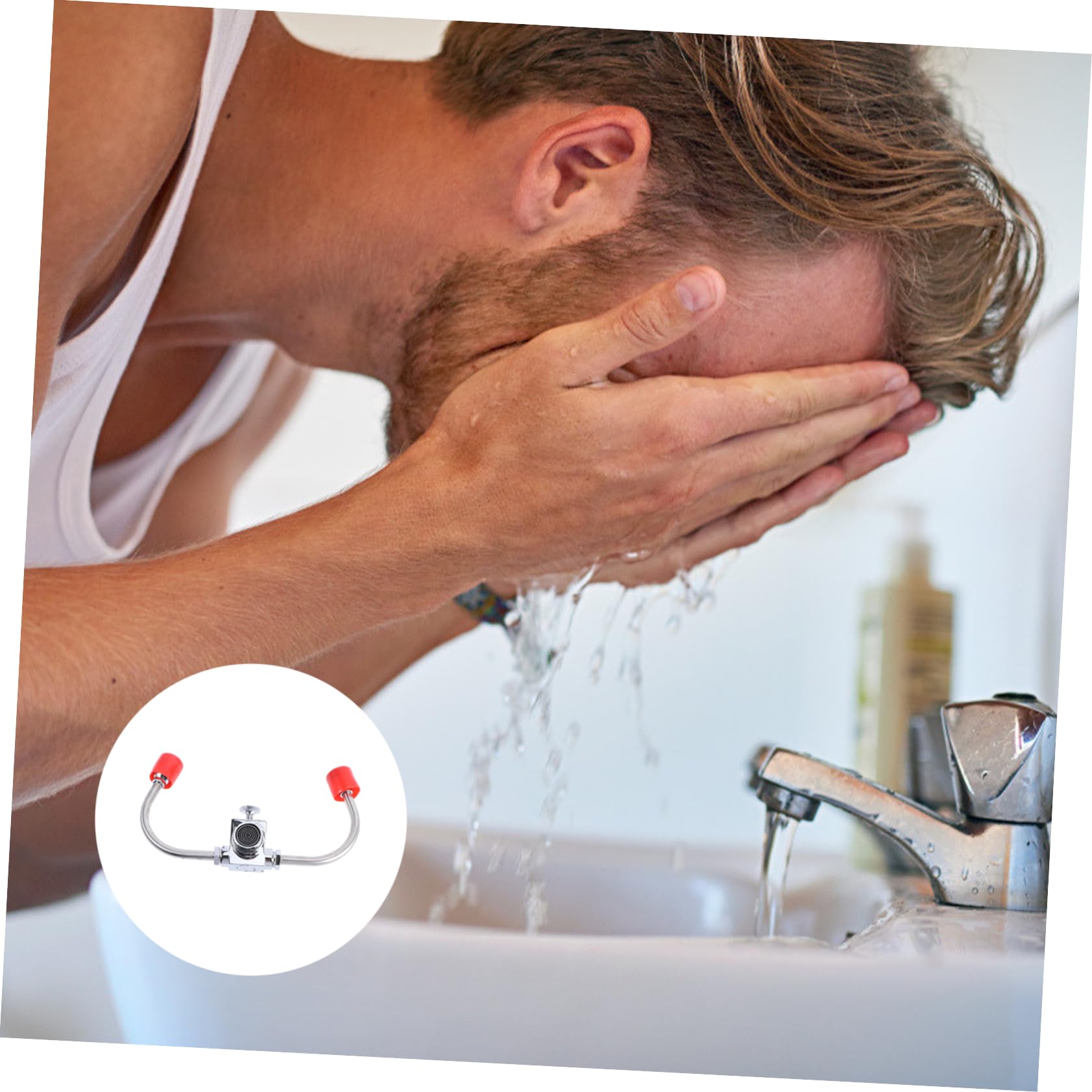 PRETYZOOM Estación Lavaojos de Emergencia para Lavabo, Montaje en Lavabo Grifo, Acero Inoxidable, Activación Rápida