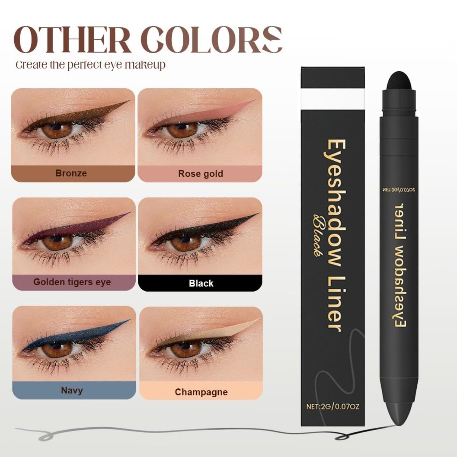 Delineador de ojos resistente al agua, 2026 nuevo mate de secado rápido, lápiz de ojos negro con esponja Shadow Liner 2 en 1, delineador de ojos, sombra de ojos, resistente a las manchas, delineador