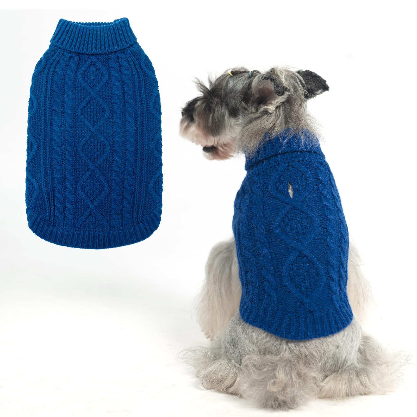 BINGPET Dog Sweater for Small Medium Dogs, Turtleneck Knitted Clothes