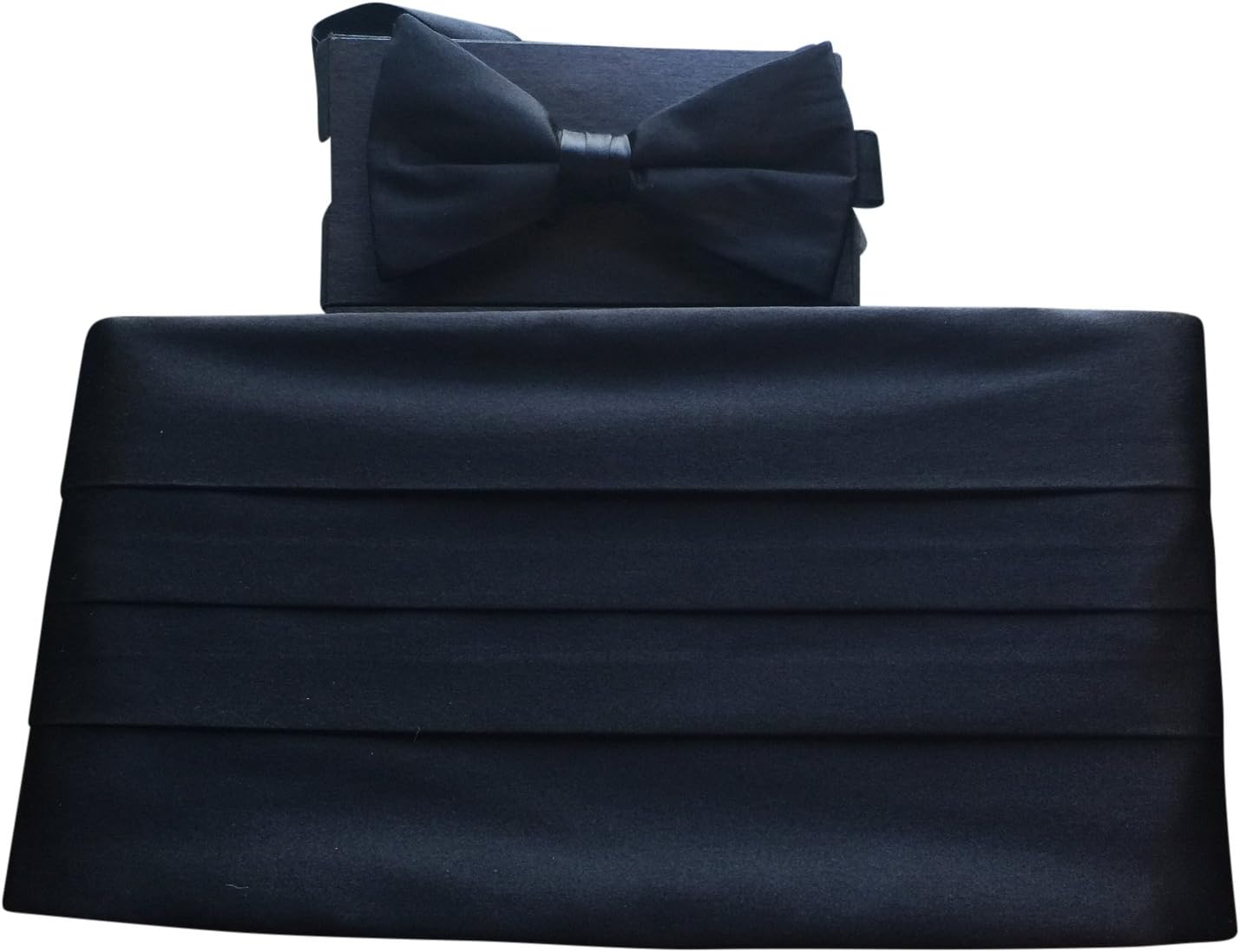 Ike Behar 100% Silk Formal Bow Tie & Cummerbund Gift Set Black
