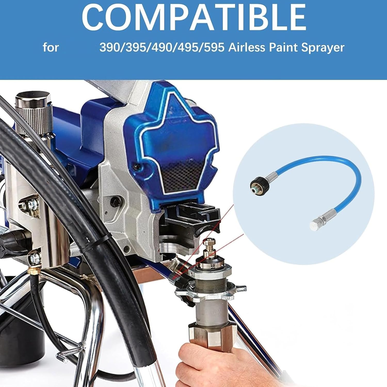 24W830 Airless Paint Sprayer Replacement Hose for 390 395 490 495 595 Pumping Stainless Steel Sprayer Hose