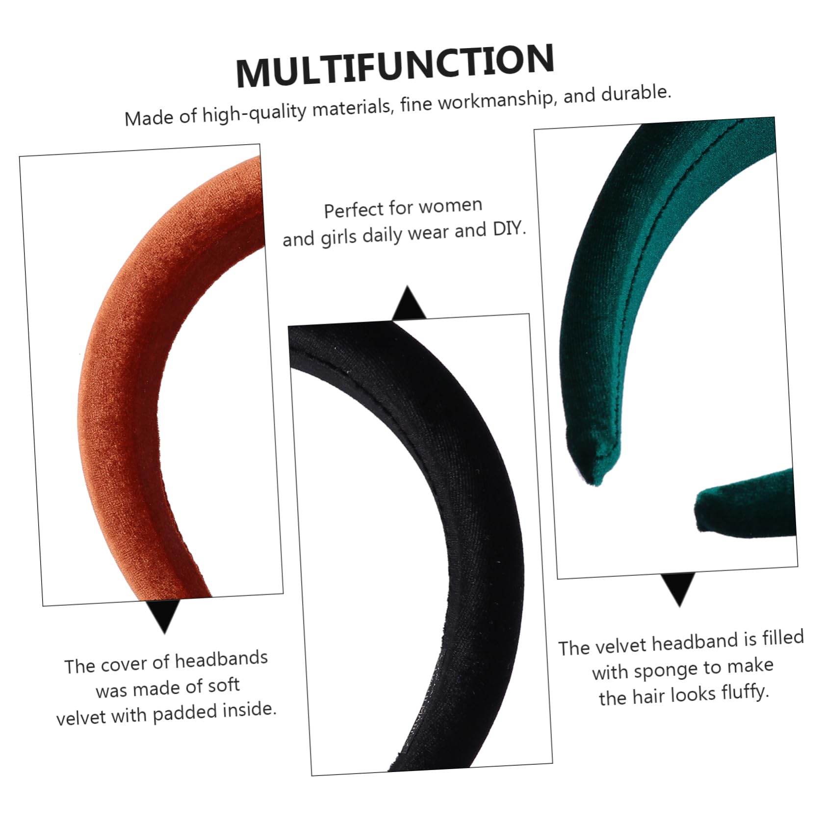 FRCOLOR 2 Juegos de Diademas Acolchadas de Terciopelo para Mujer Banda Ancha para El Cabello Accesorios para El Cabello Abultados Diadema de Moda 6 Piezas