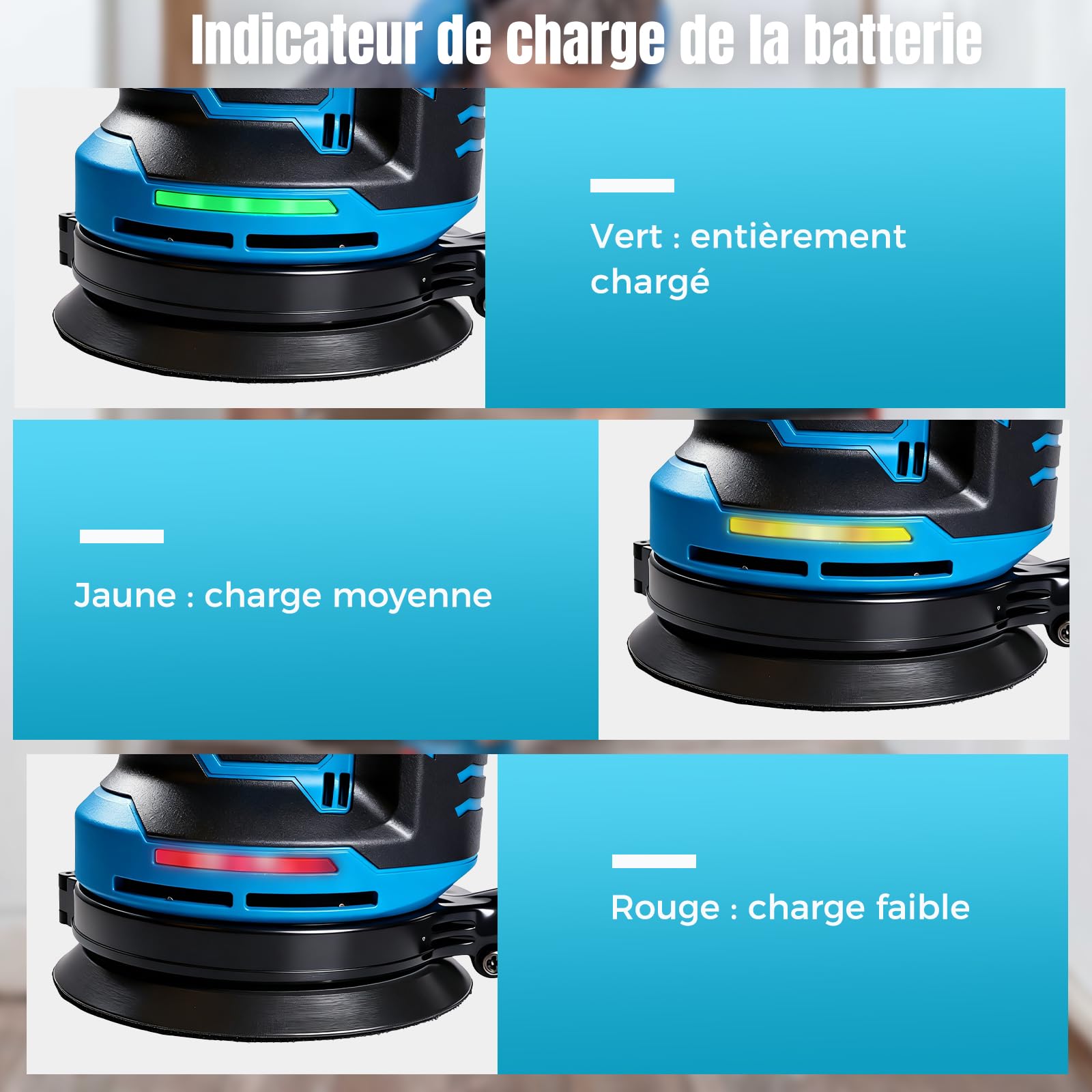Bostar Ponceuse Excentrique Sans Fil 18V, Ø125mm Moteur Brushless, 2 Batteries 3.0Ah, Max. 21000 tr/min, 6 Vitesses, Sac à Poussière, Ponceuse Orbitale pour Bois et Voiture, Compatible Makita 18V