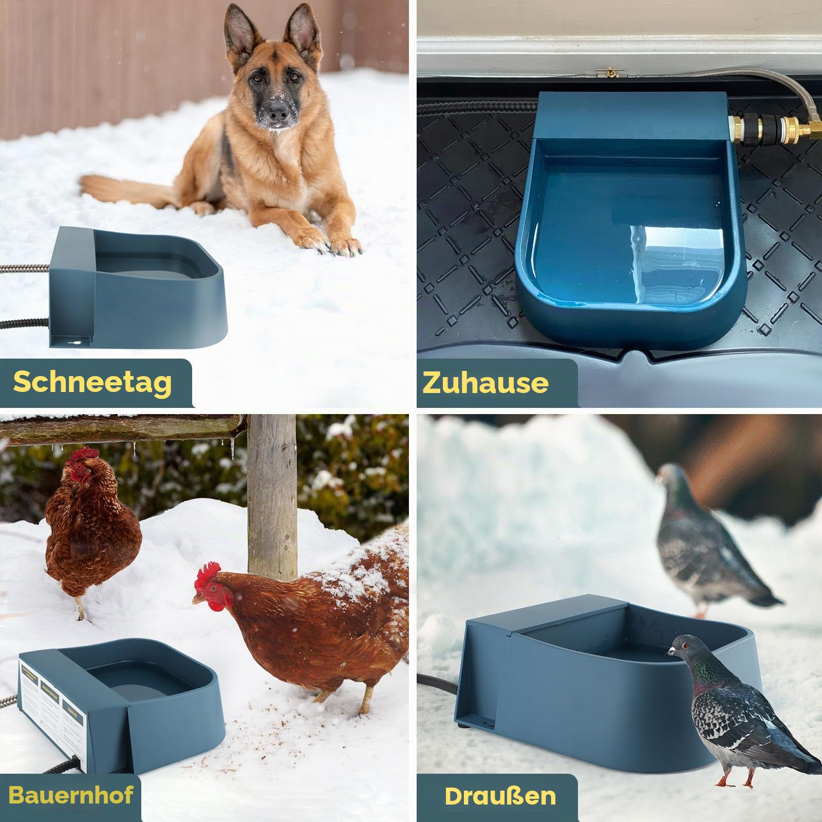 Namsan Beheizbarer Wassernapf Frostschutz Wassernapf mit Schwimmer Trinknapf mit Wasseranschluss für Hunde/Katze/Hasen/Hühner