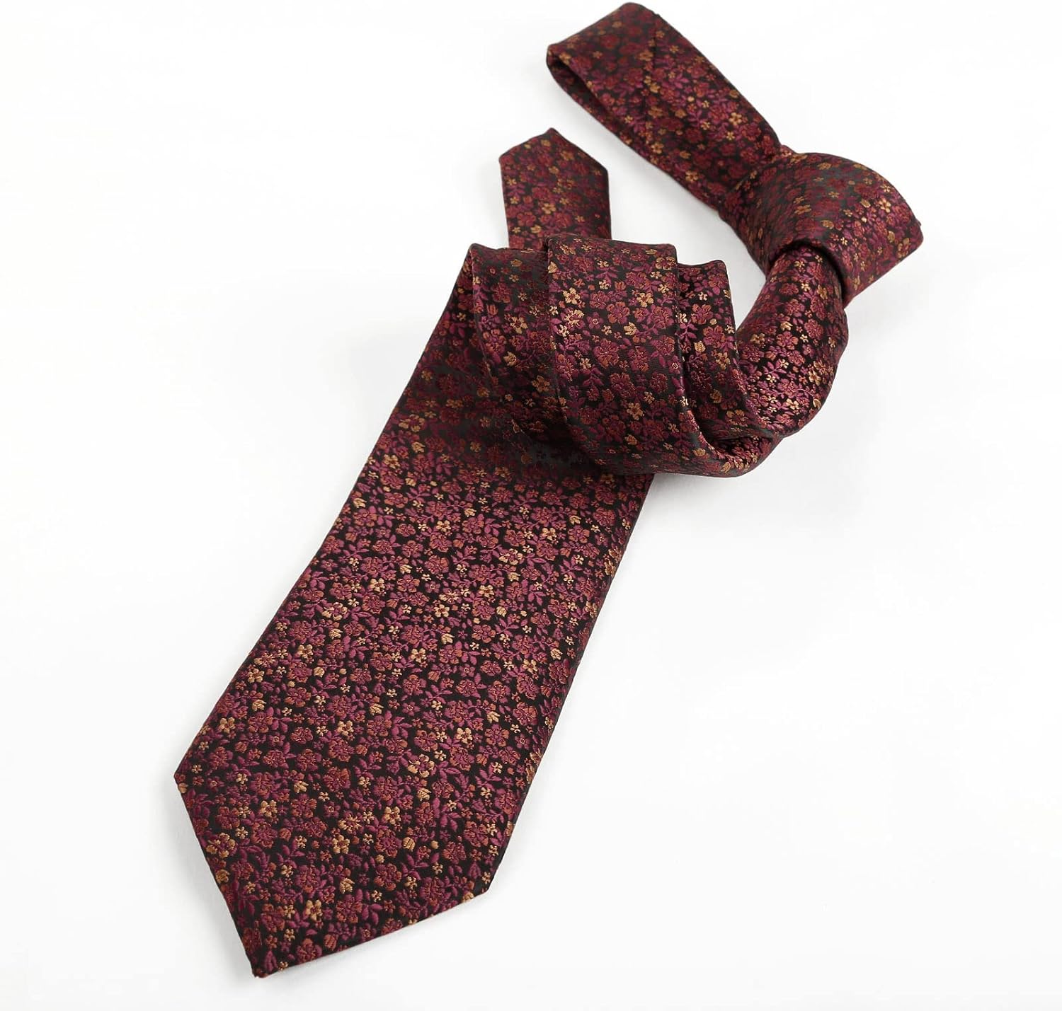 Alizeal Mens 3.15inches Exquisite Floral Tie with Small Flower Printed Pocket Square - Image 3