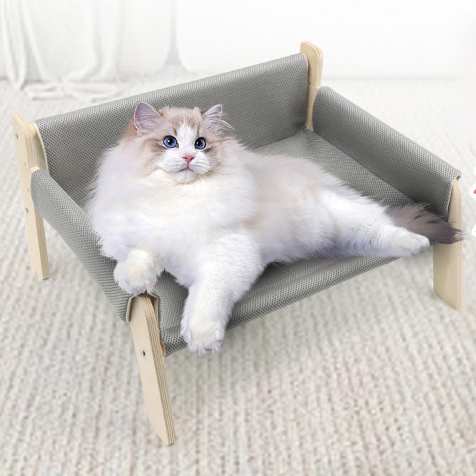 Amaca, Letto, Divano, Sedia da Gioco E Cuccia Resistente per Gatti, con Rivestimento Rimovibile E Stabile, Comoda Cuccia Rialzata per Gatti, Grigio